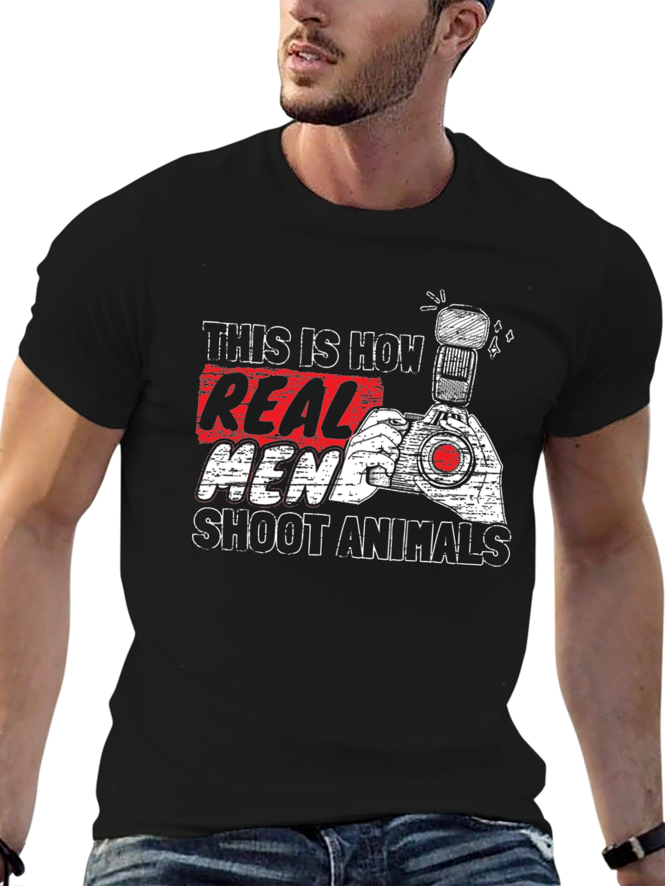 Real Men Shoot Animals T-Shirt - Photography Tee