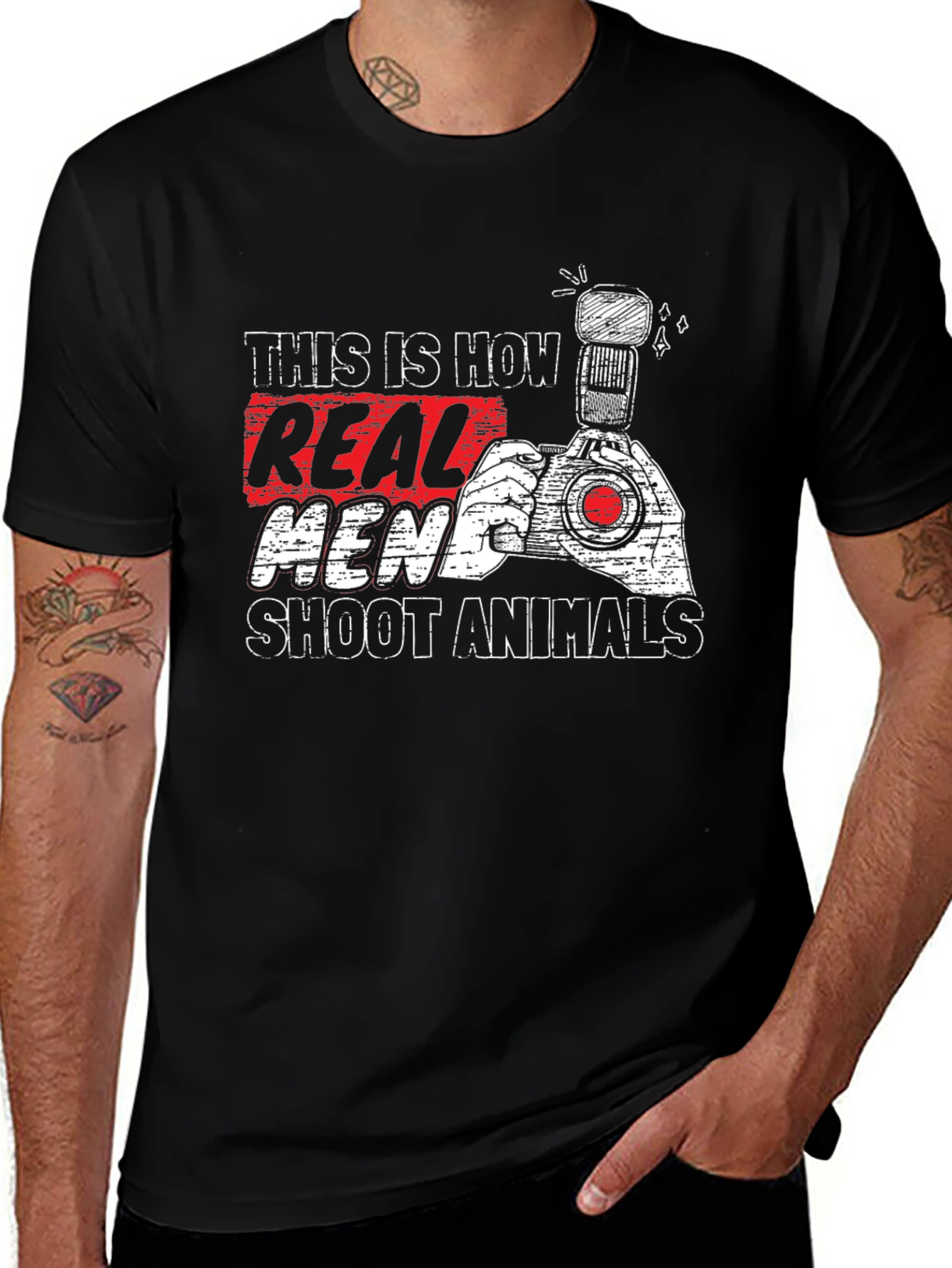 Real Men Shoot Animals T-Shirt - Photography Tee