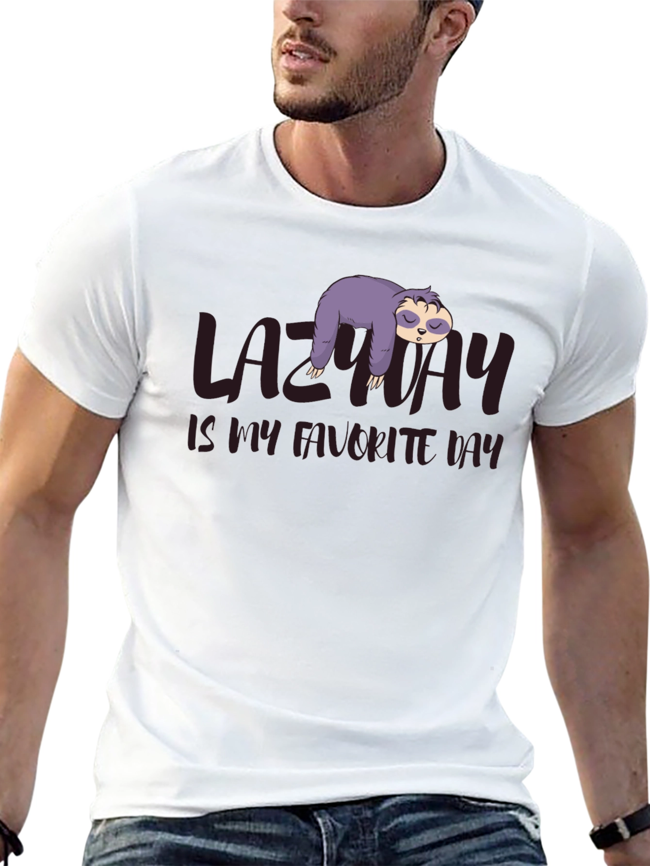 Lazy Day Sloth Graphic T-Shirt - Relaxed Comfort