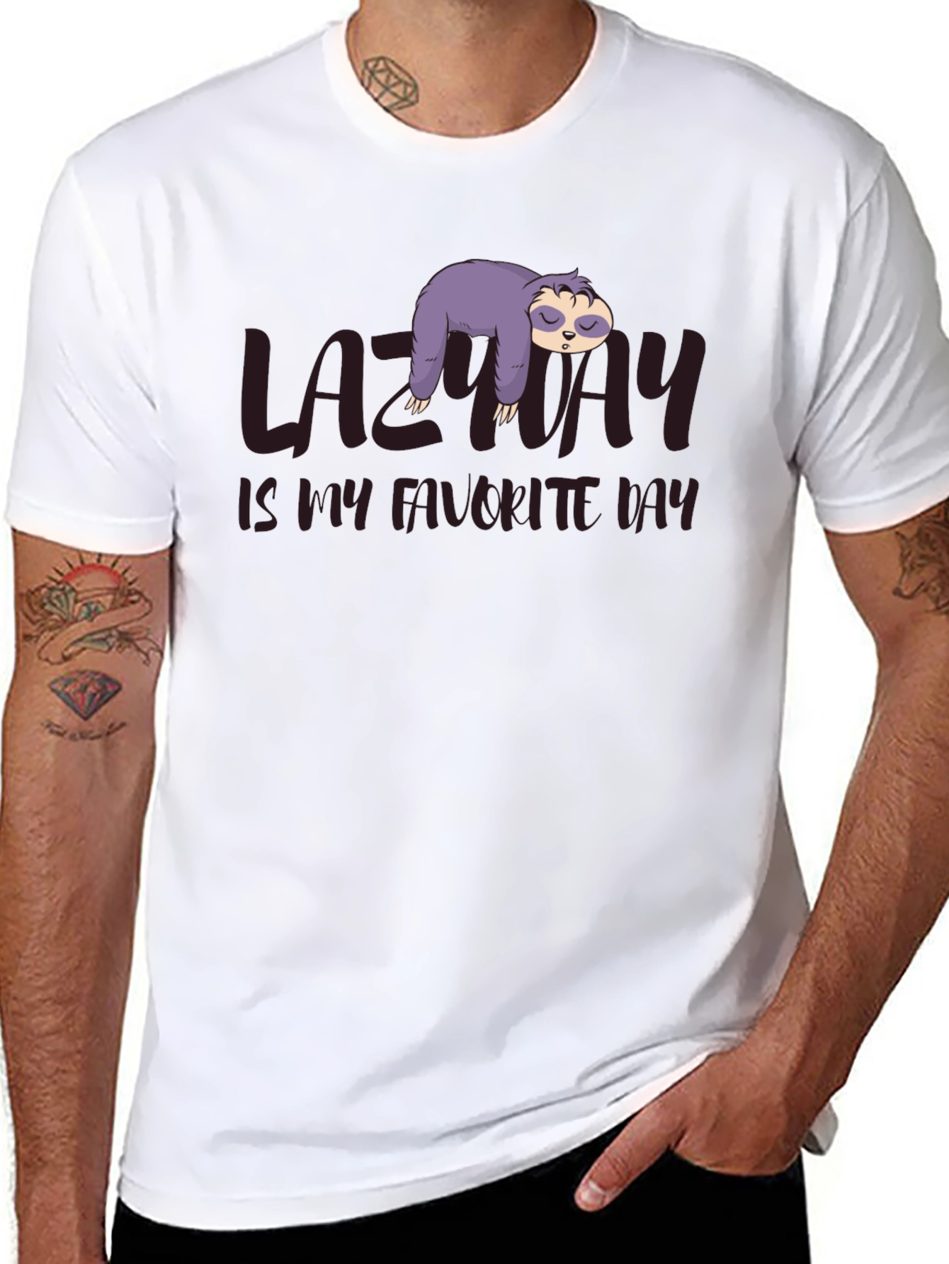 Lazy Day Sloth Graphic T-Shirt - Relaxed Comfort