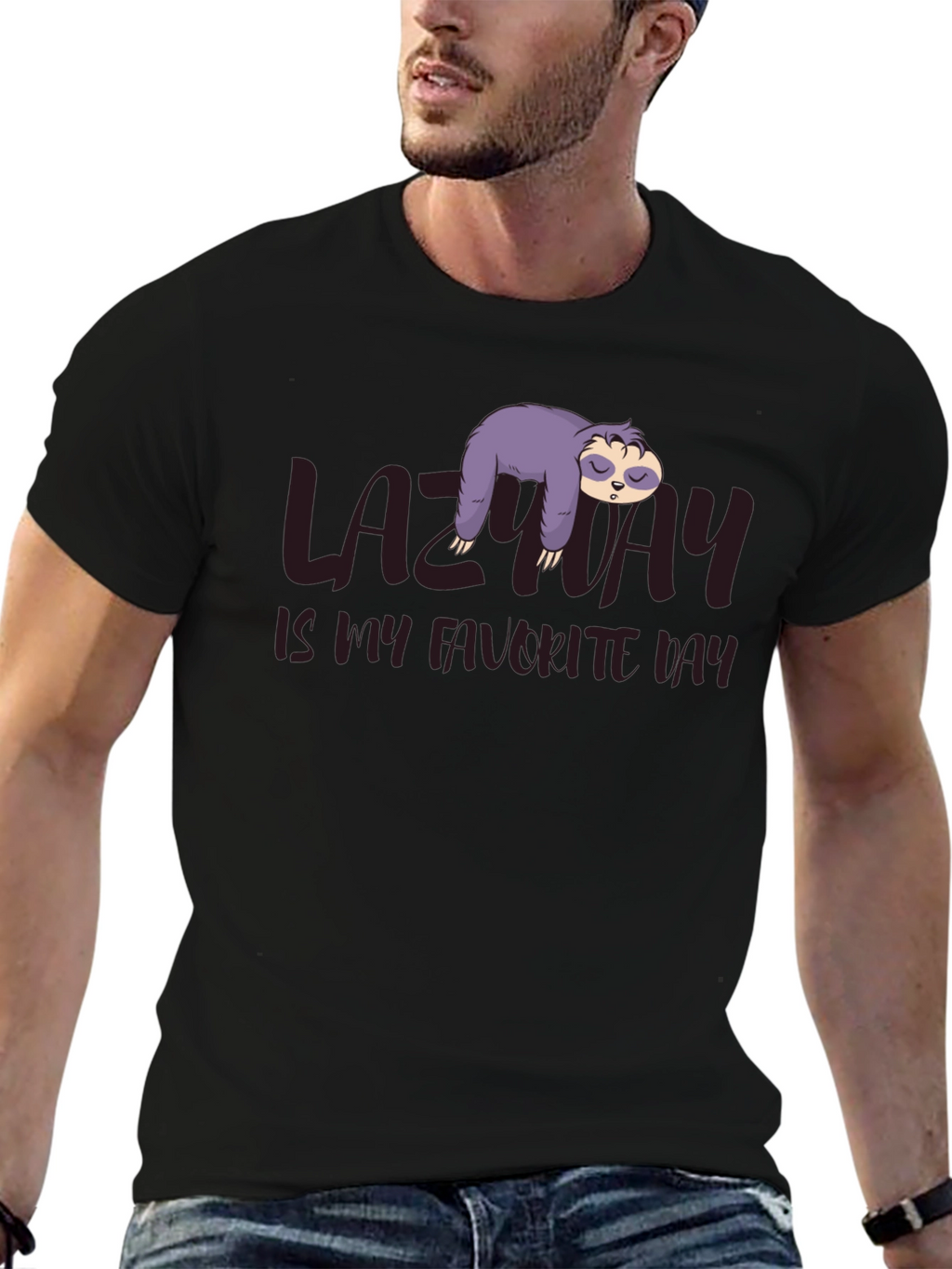 Lazy Day Sloth Graphic T-Shirt - Relaxed Comfort