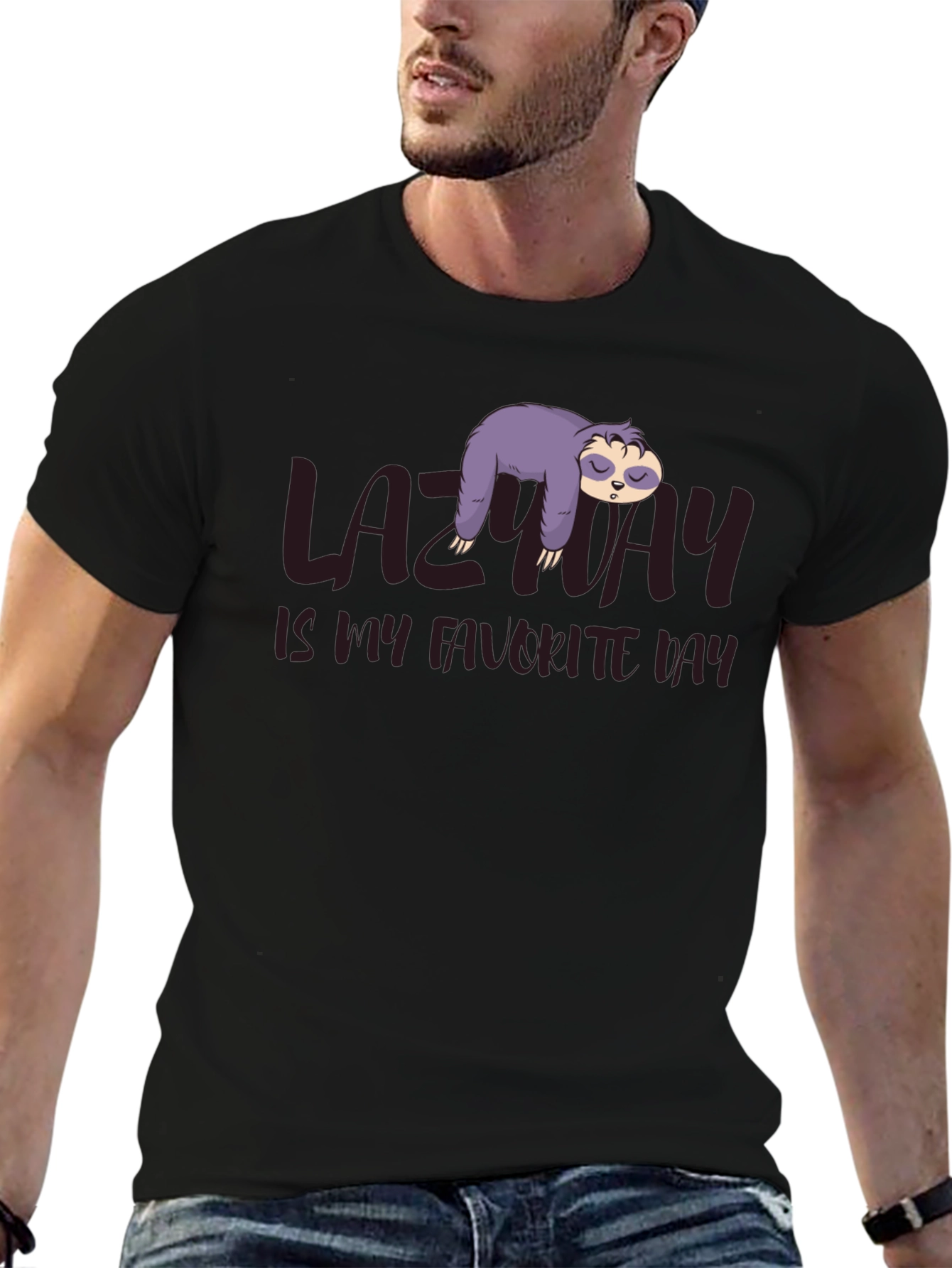 Lazy Day Sloth Graphic T-Shirt - Relaxed Comfort