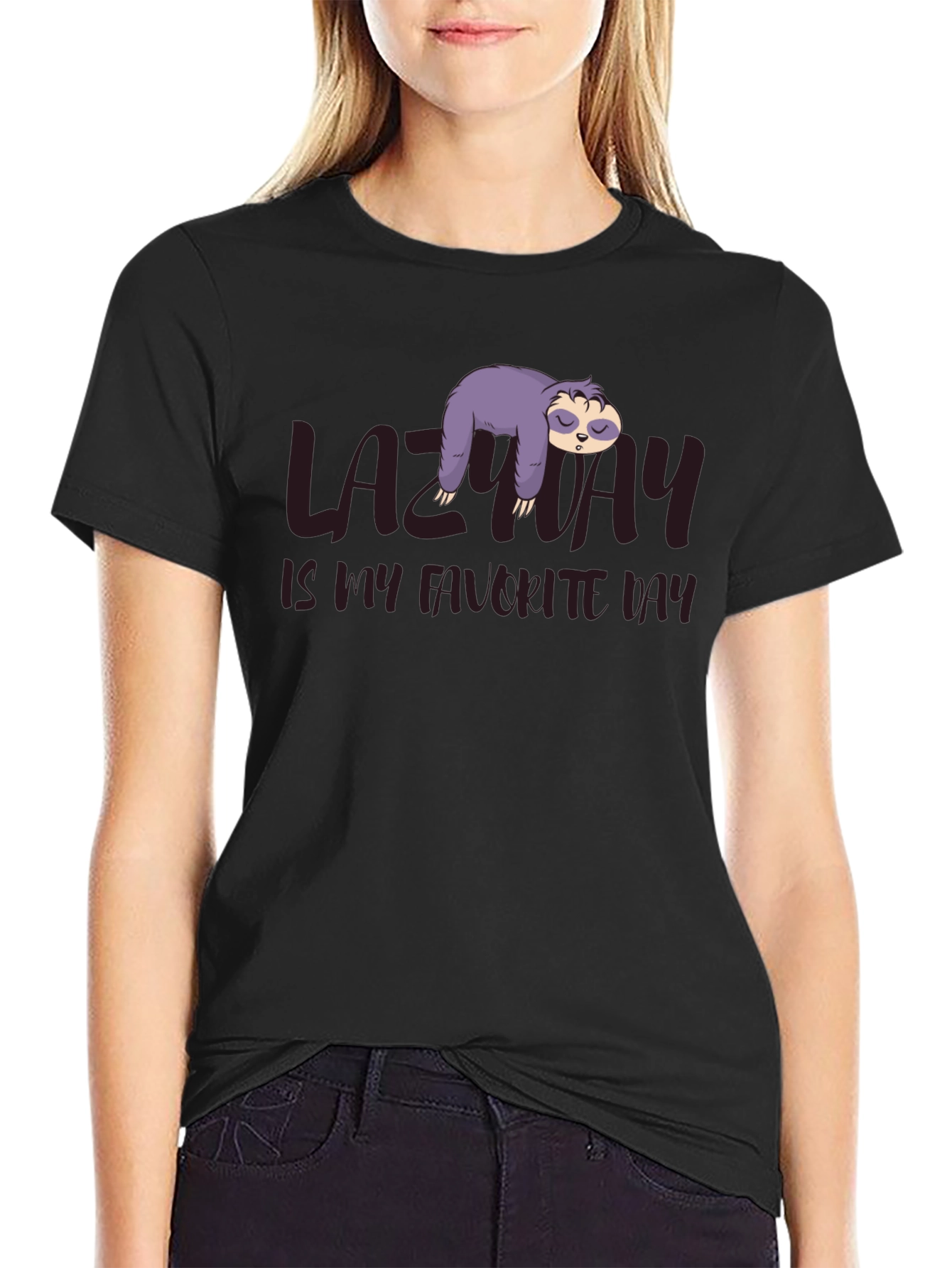 Lazy Day Sloth Graphic T-Shirt - Relaxed Comfort