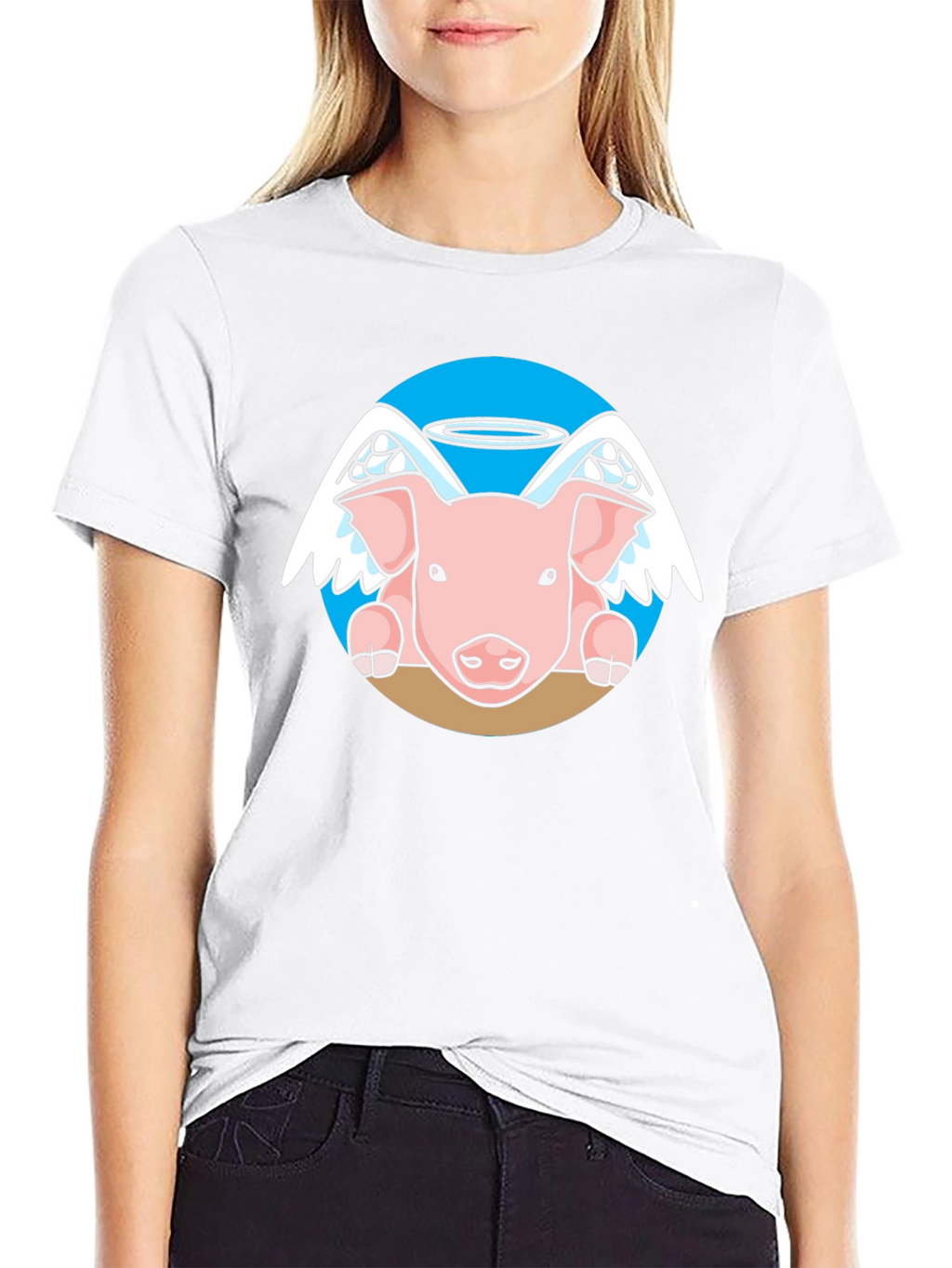 Angel Pig Black T-Shirt