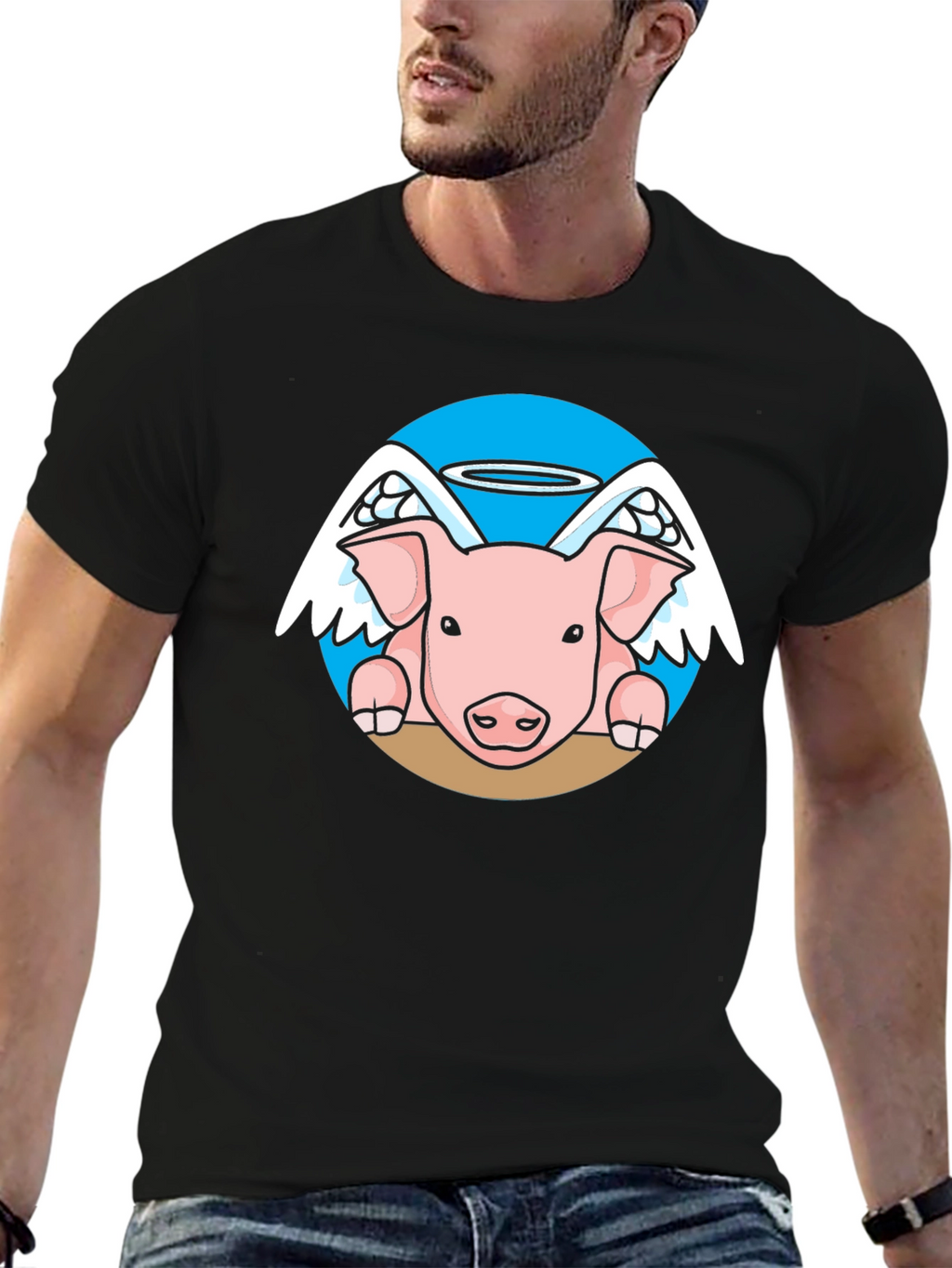 Angel Pig Black T-Shirt