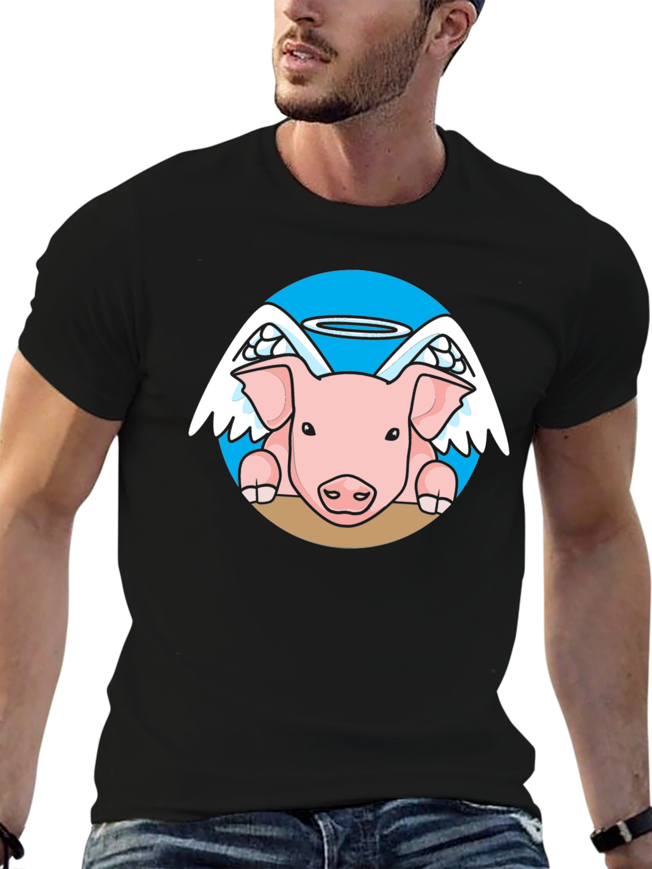 Angel Pig Black T-Shirt