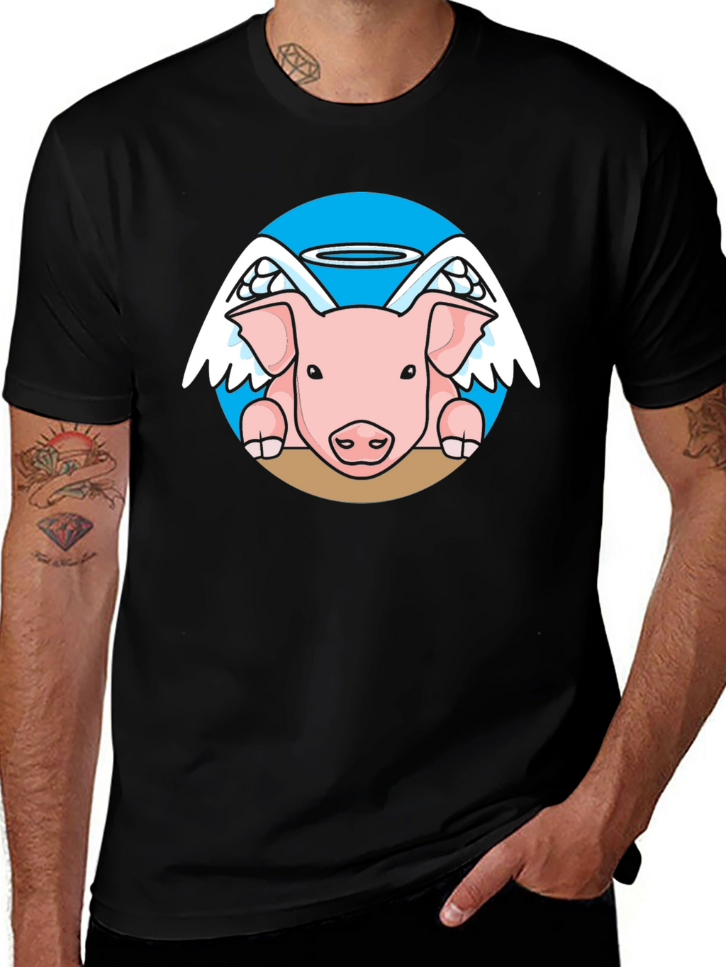 Angel Pig Black T-Shirt