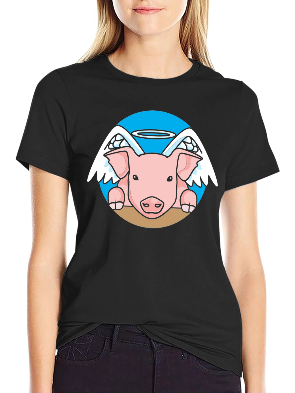 Angel Pig Black T-Shirt