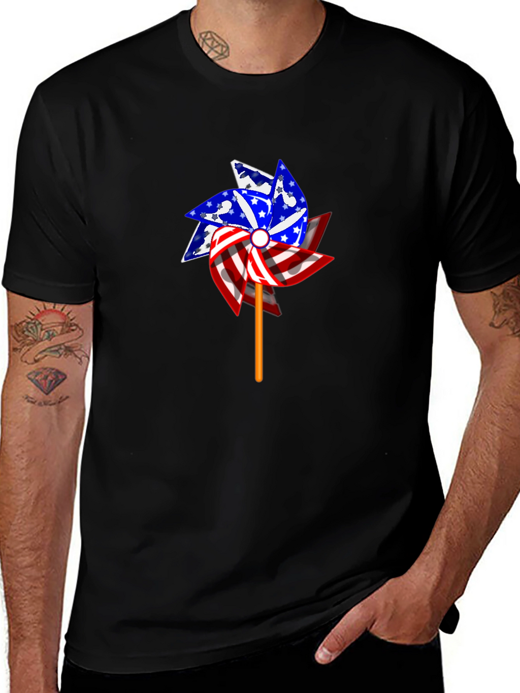 Patriotic Pinwheel Graphic T-Shirt