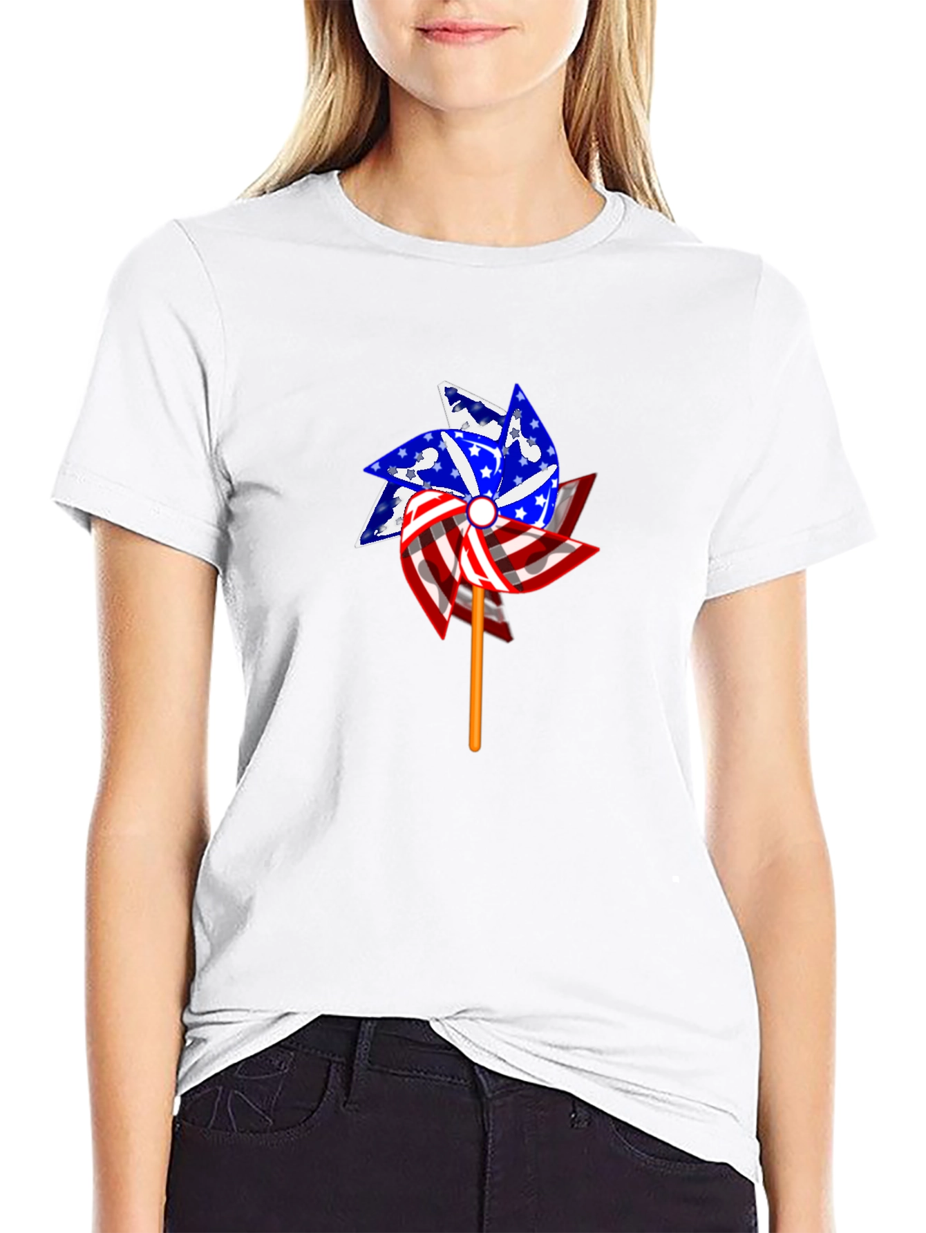 Patriotic Pinwheel Graphic T-Shirt