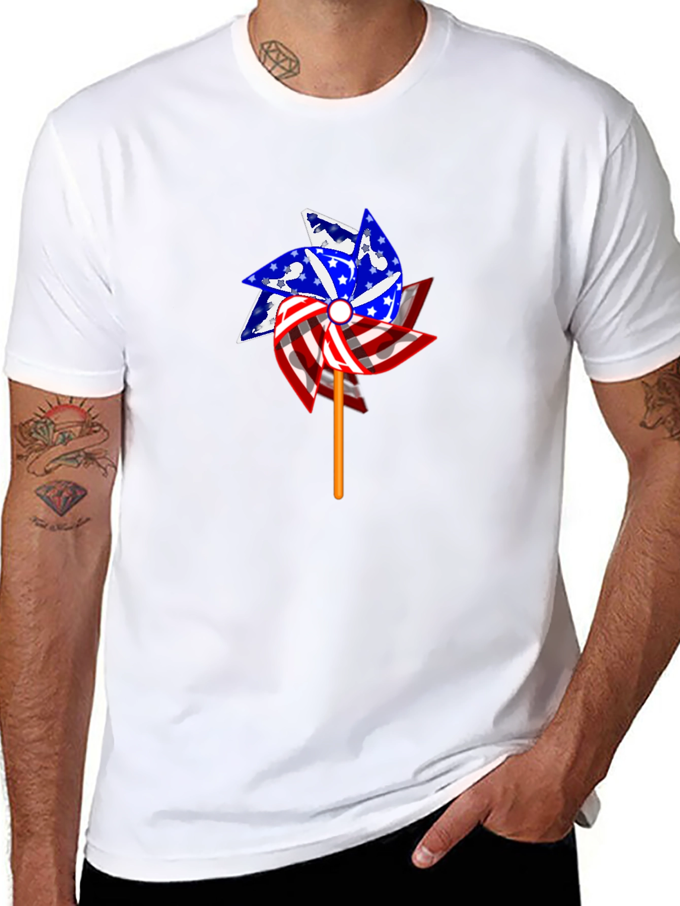 Patriotic Pinwheel Graphic T-Shirt