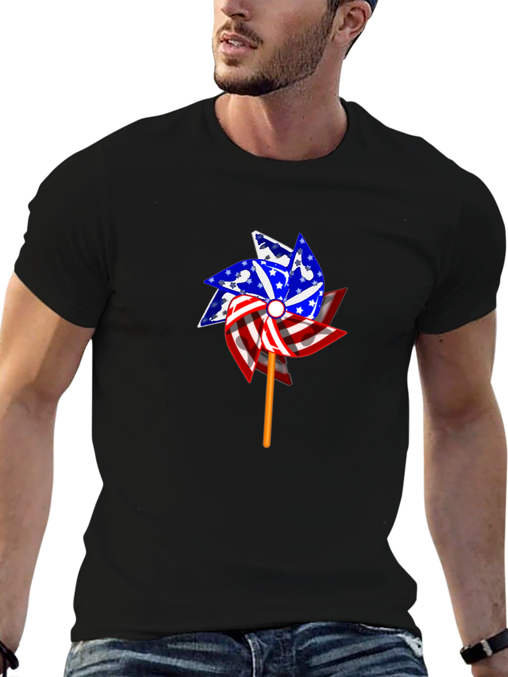 Patriotic Pinwheel Graphic T-Shirt