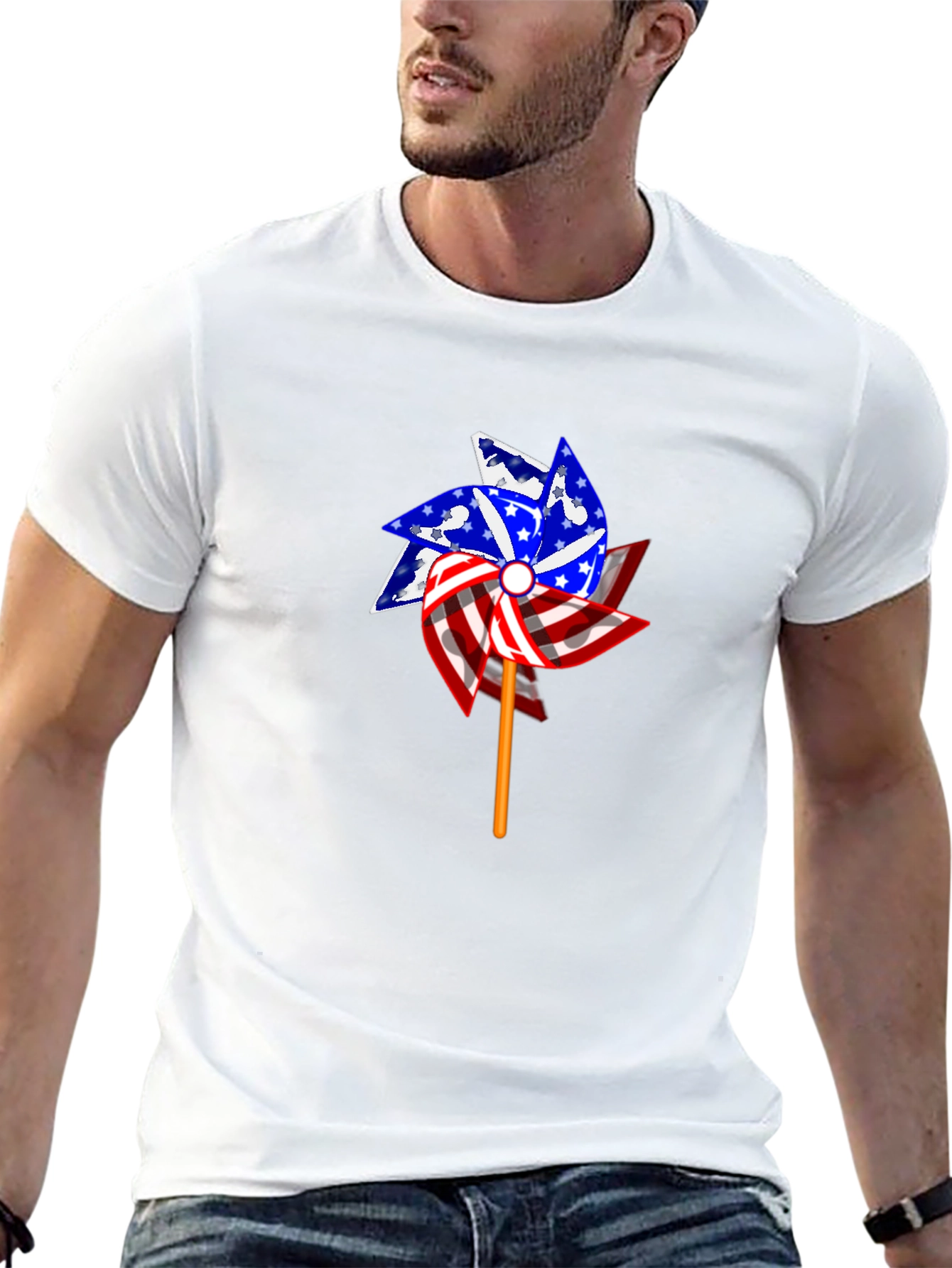 Patriotic Pinwheel Graphic T-Shirt