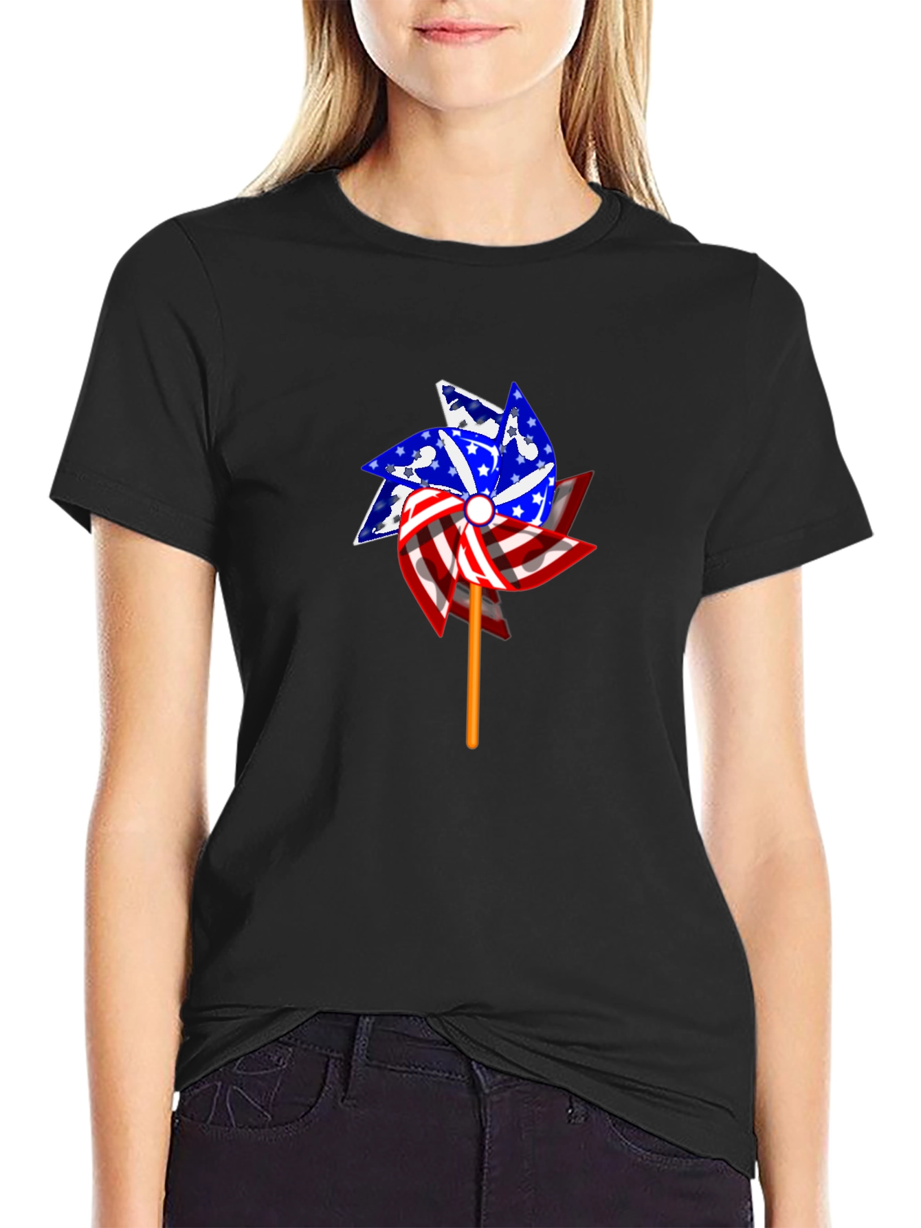 Patriotic Pinwheel Graphic T-Shirt