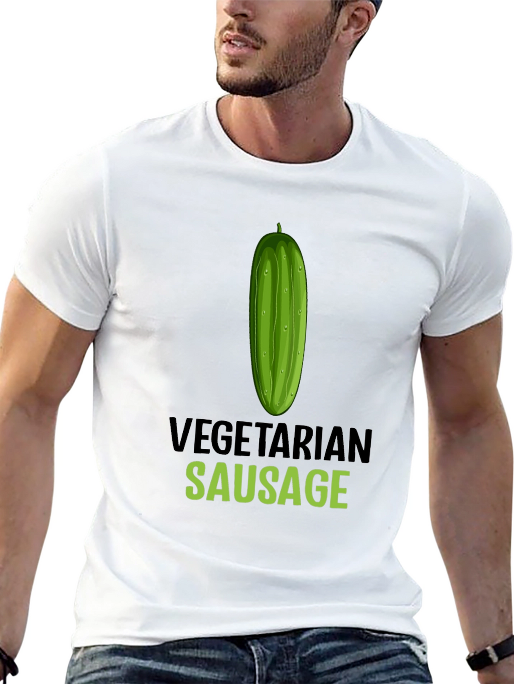Vegetarian Sausage Graphic T-Shirt - Funny Vegan Tee