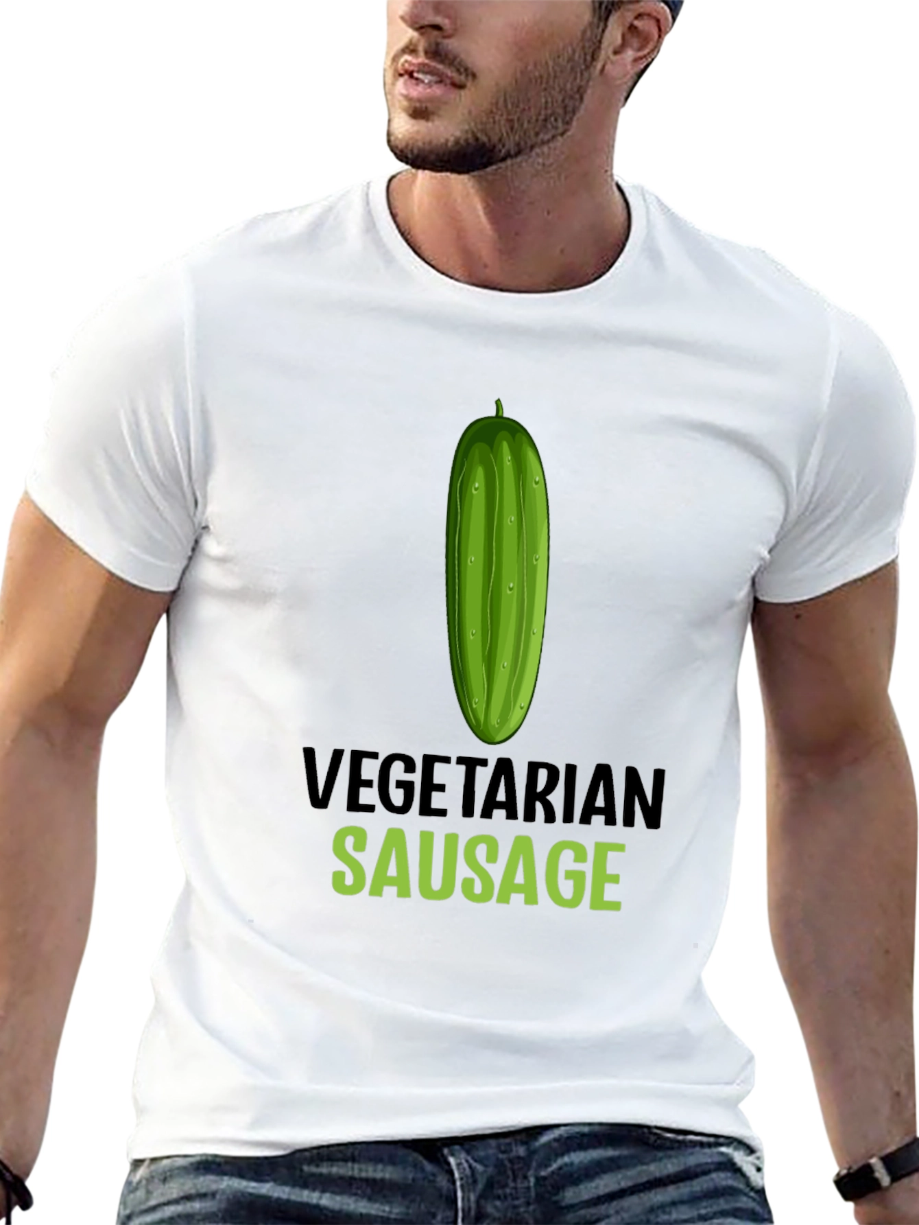 Vegetarian Sausage Graphic T-Shirt - Funny Vegan Tee