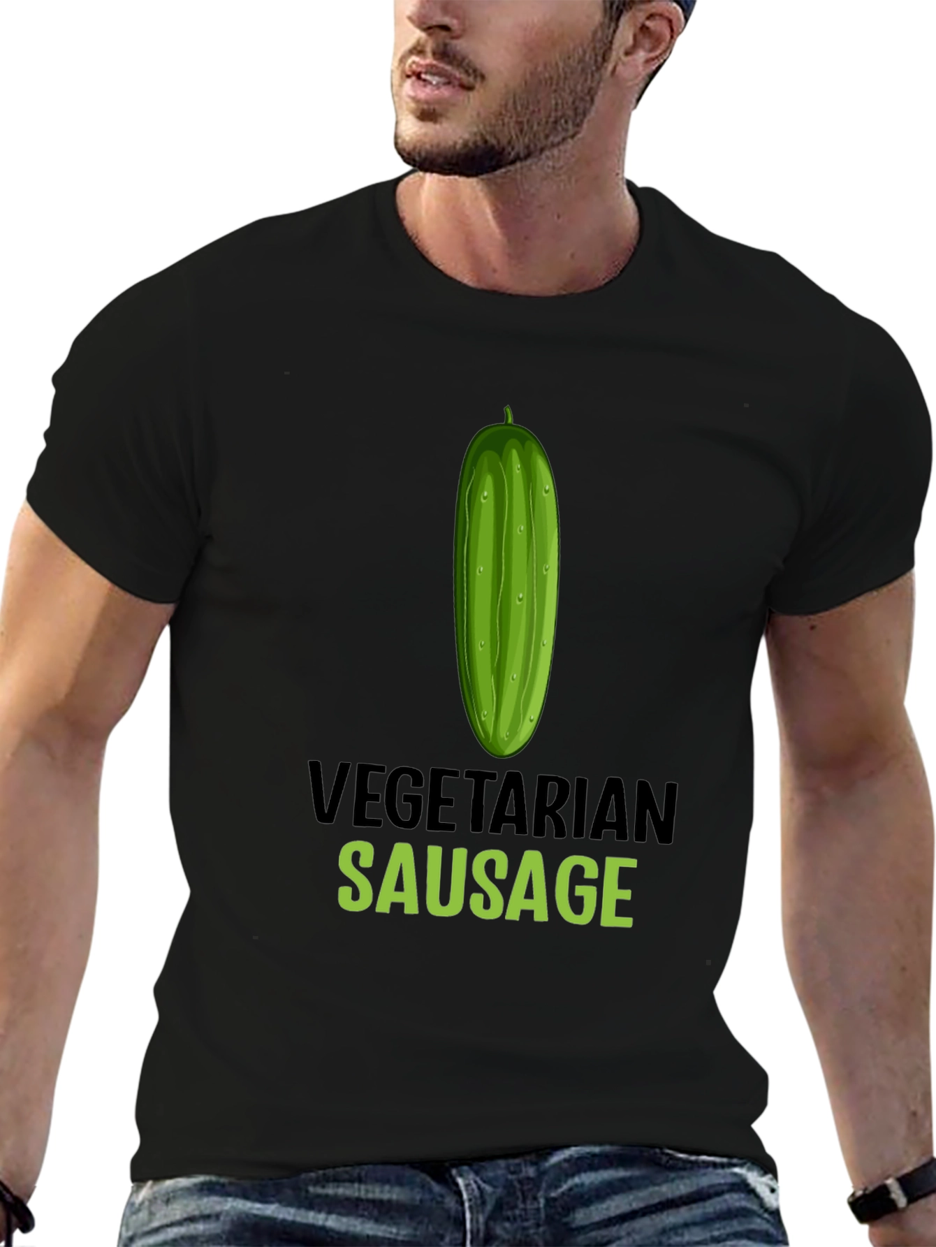 Vegetarian Sausage Graphic T-Shirt - Funny Vegan Tee