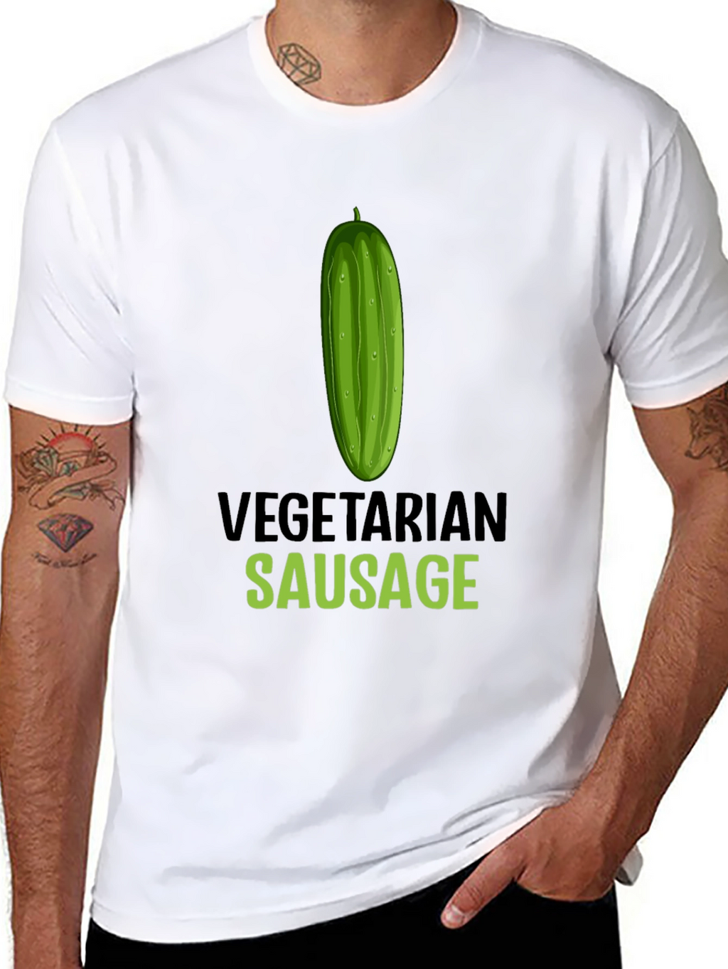 Vegetarian Sausage Graphic T-Shirt - Funny Vegan Tee
