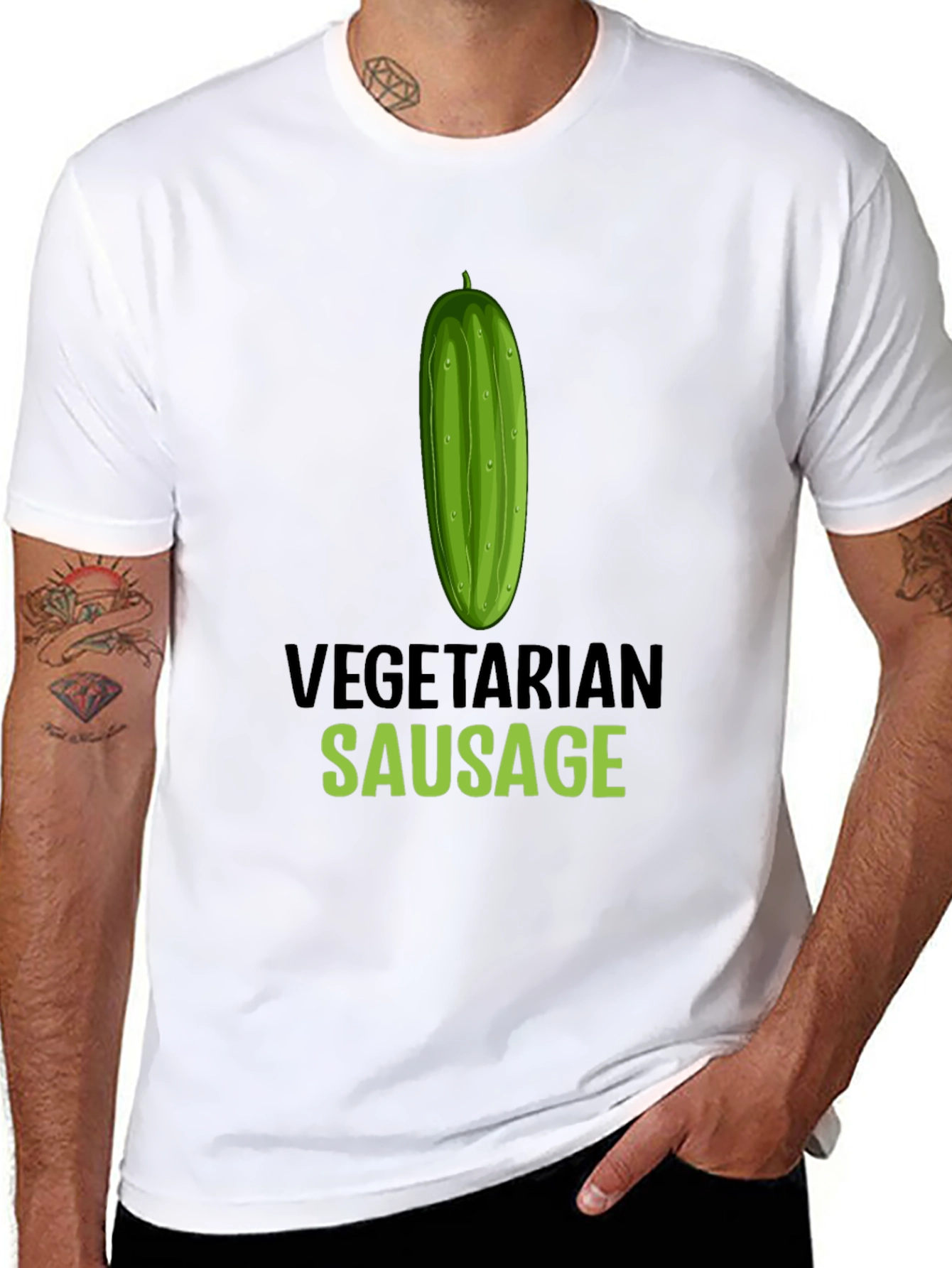 Vegetarian Sausage Graphic T-Shirt - Funny Vegan Tee