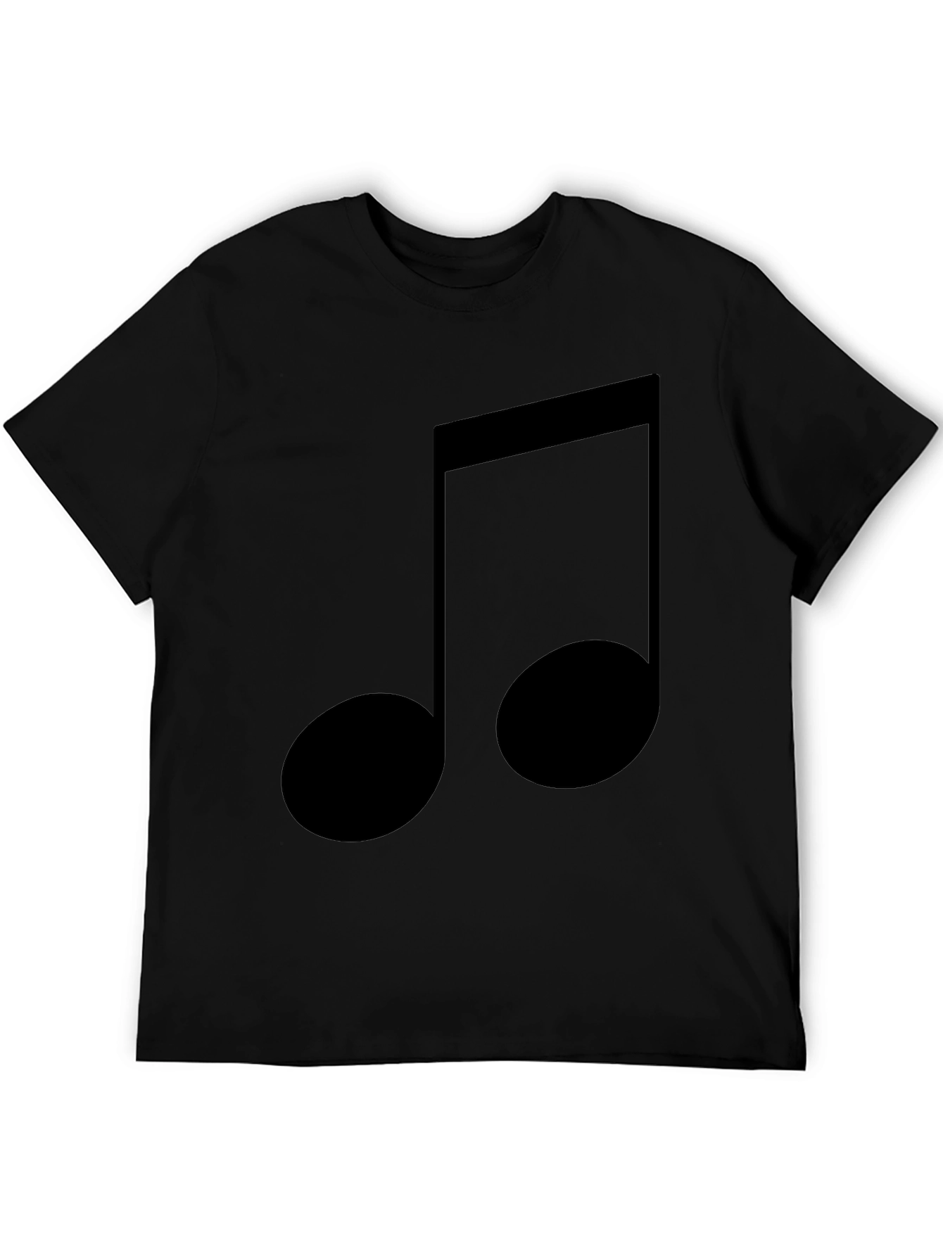 Musical Note Graphic Tee - Black Cotton T-Shirt