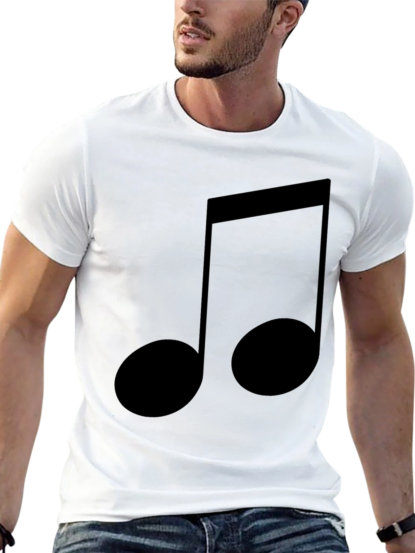 Musical Note Graphic Tee - Black Cotton T-Shirt