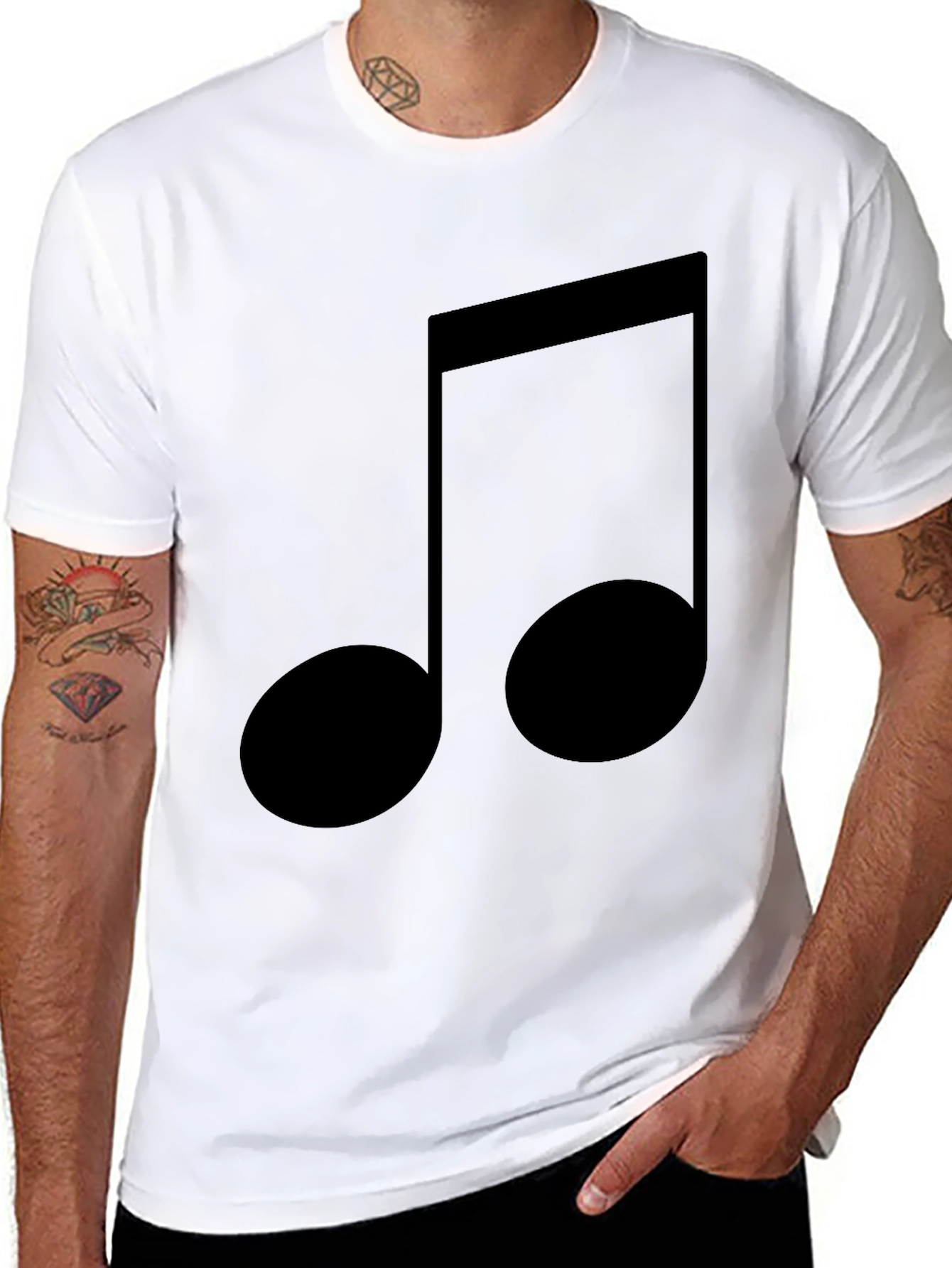 Musical Note Graphic Tee - Black Cotton T-Shirt