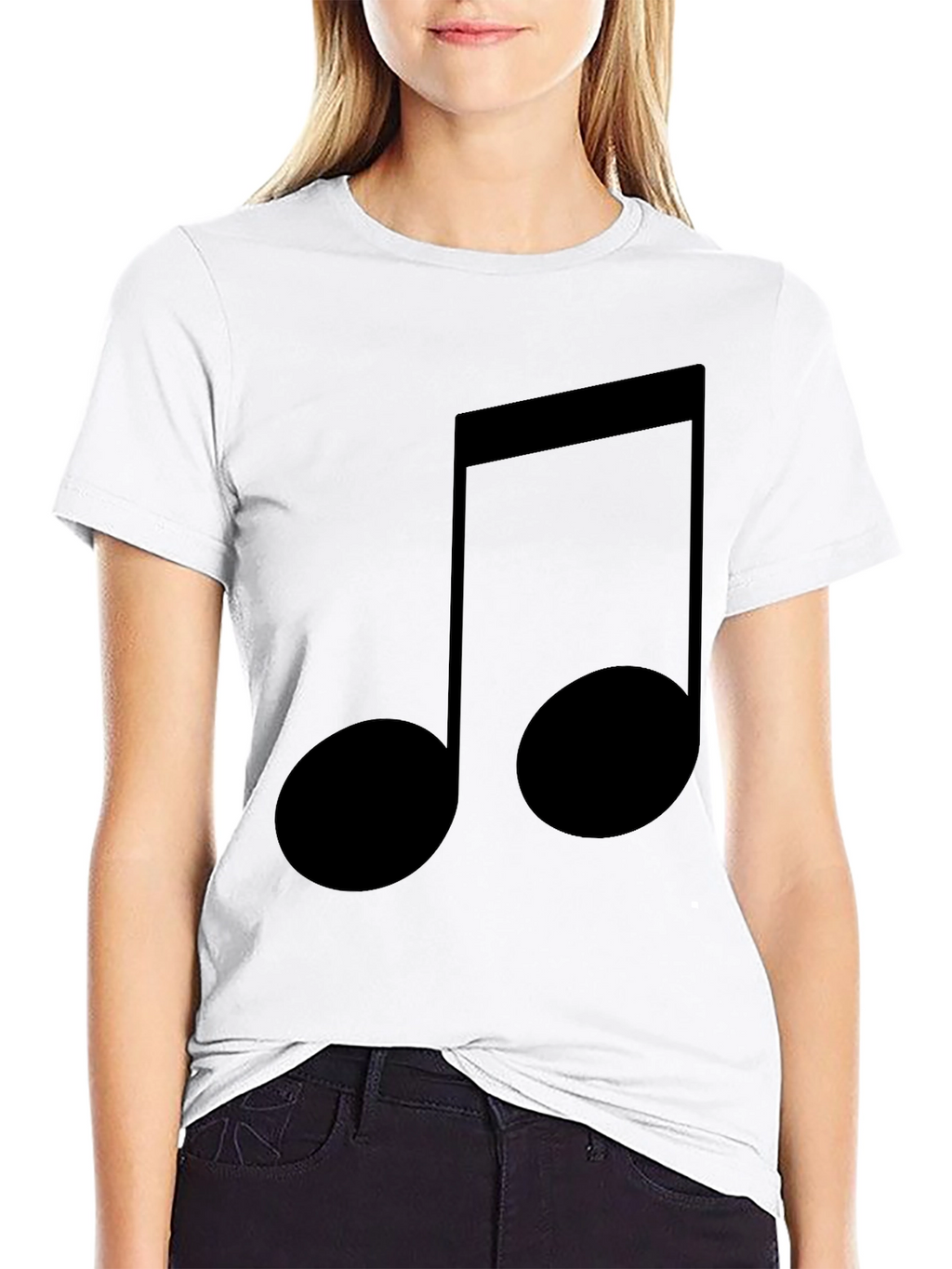 Musical Note Graphic Tee - Black Cotton T-Shirt