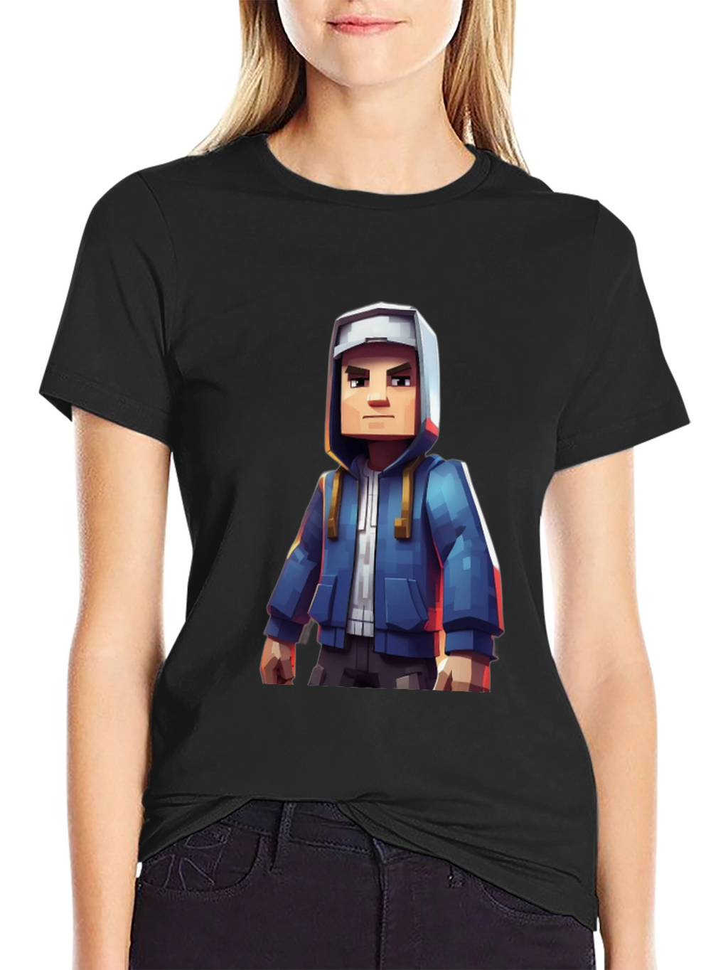Block Character Graphic Tee - Casual Style