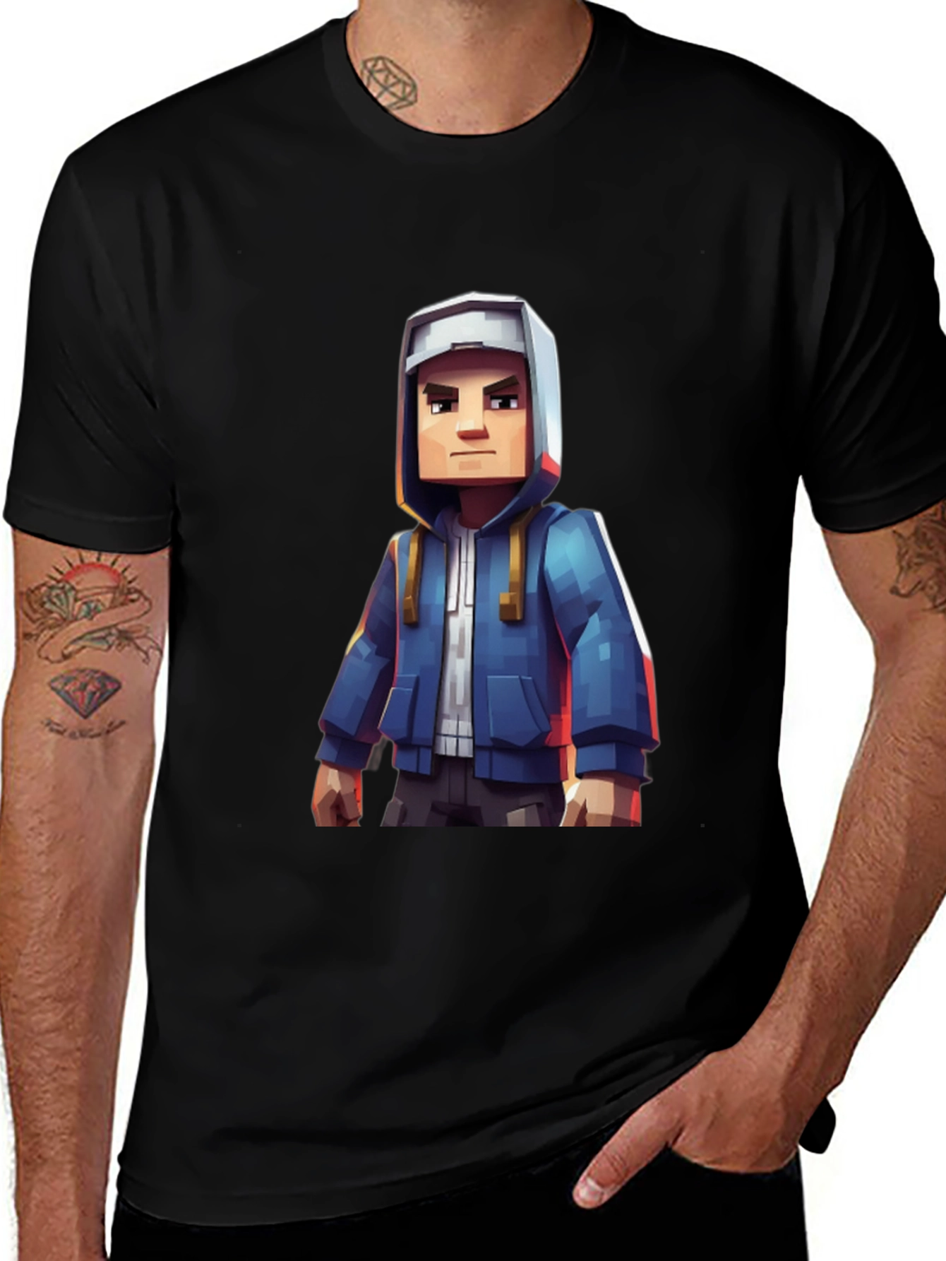 Block Character Graphic Tee - Casual Style