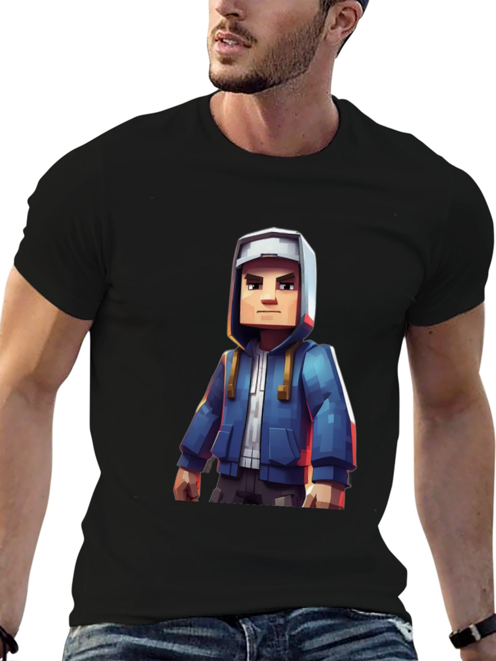Block Character Graphic Tee - Casual Style