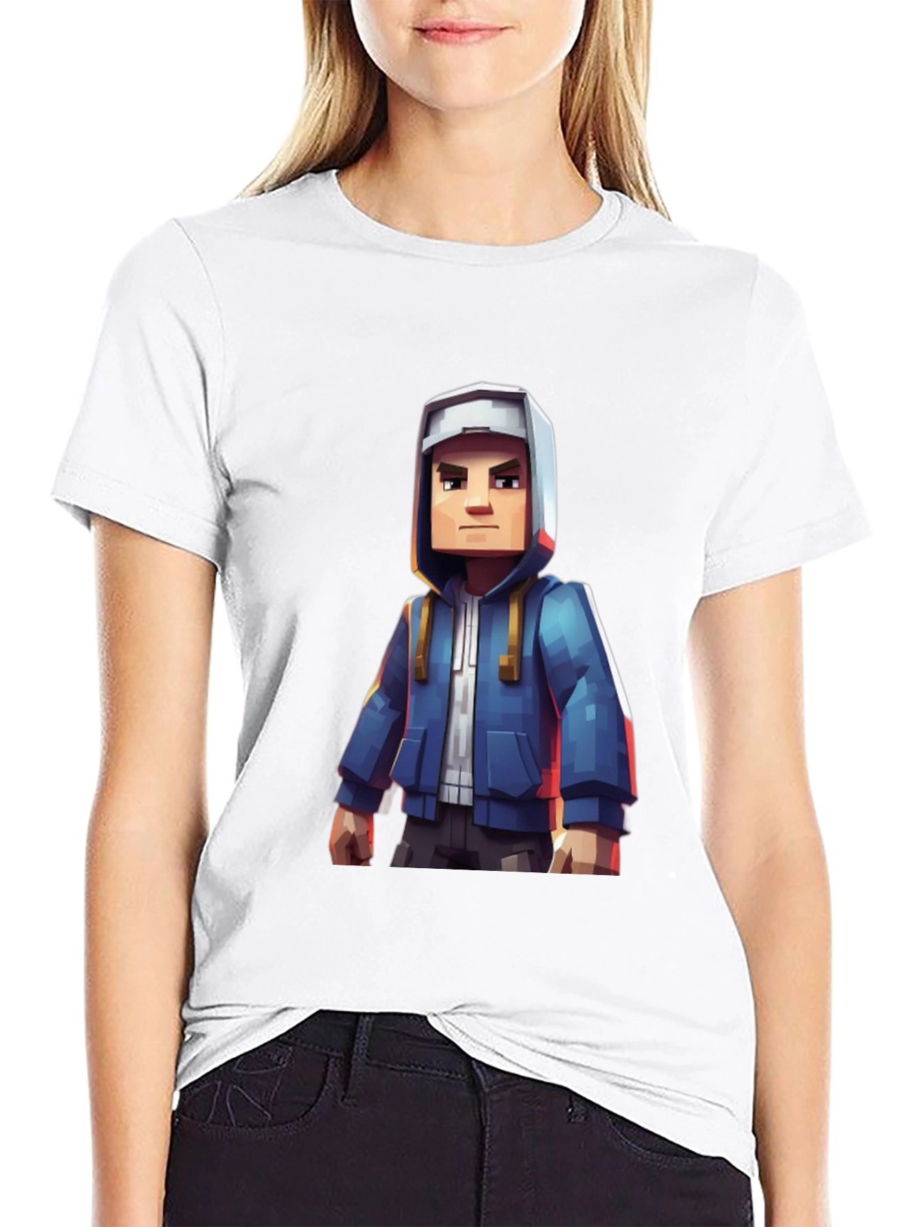 Block Character Graphic Tee - Casual Style