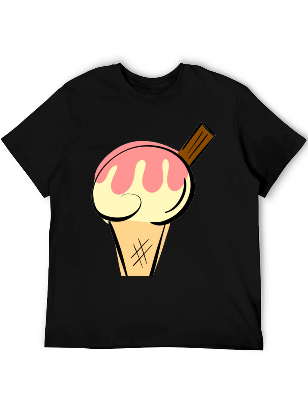 Ice Cream Graphic Tee - Stylish Black Cotton T-Shirt