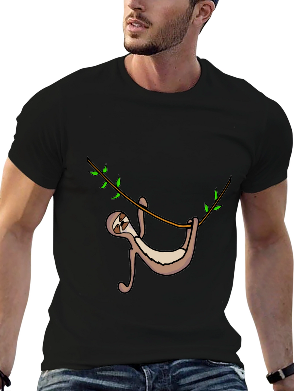 Sloth Hanging On Tree Branch Graphic Tee
