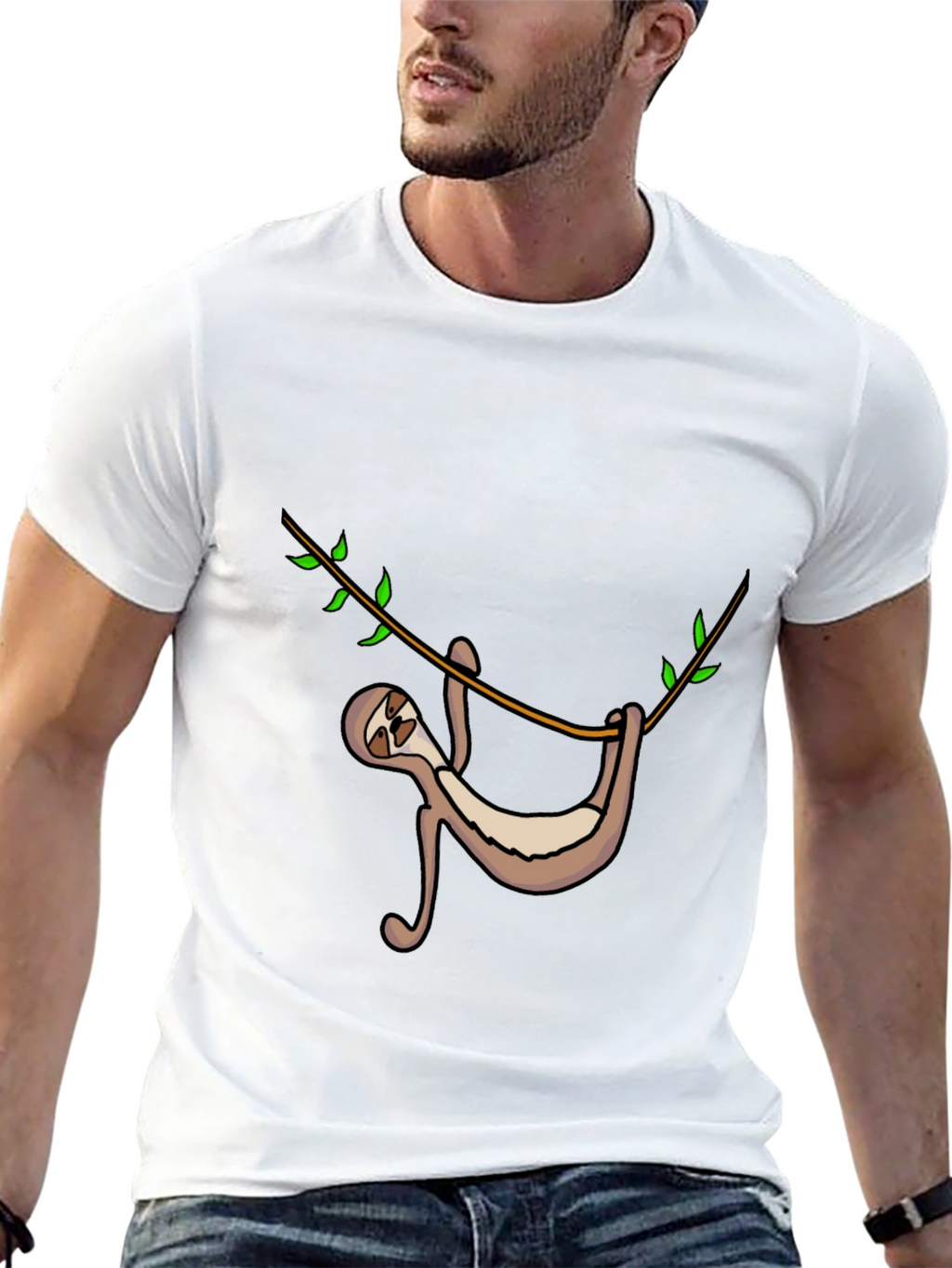 Sloth Hanging On Tree Branch Graphic Tee