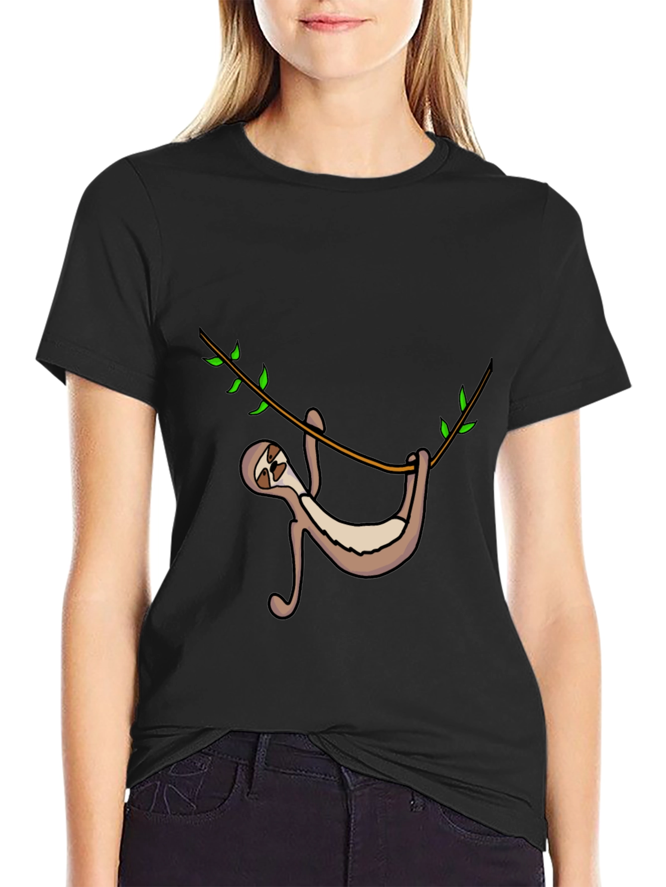 Sloth Hanging On Tree Branch Graphic Tee