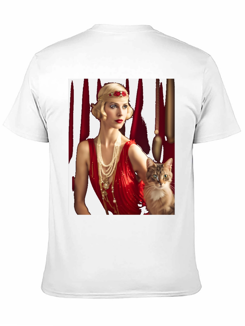 Retro Flapper Lady & Cat Graphic Tee