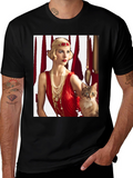 Retro Flapper Lady & Cat Graphic Tee
