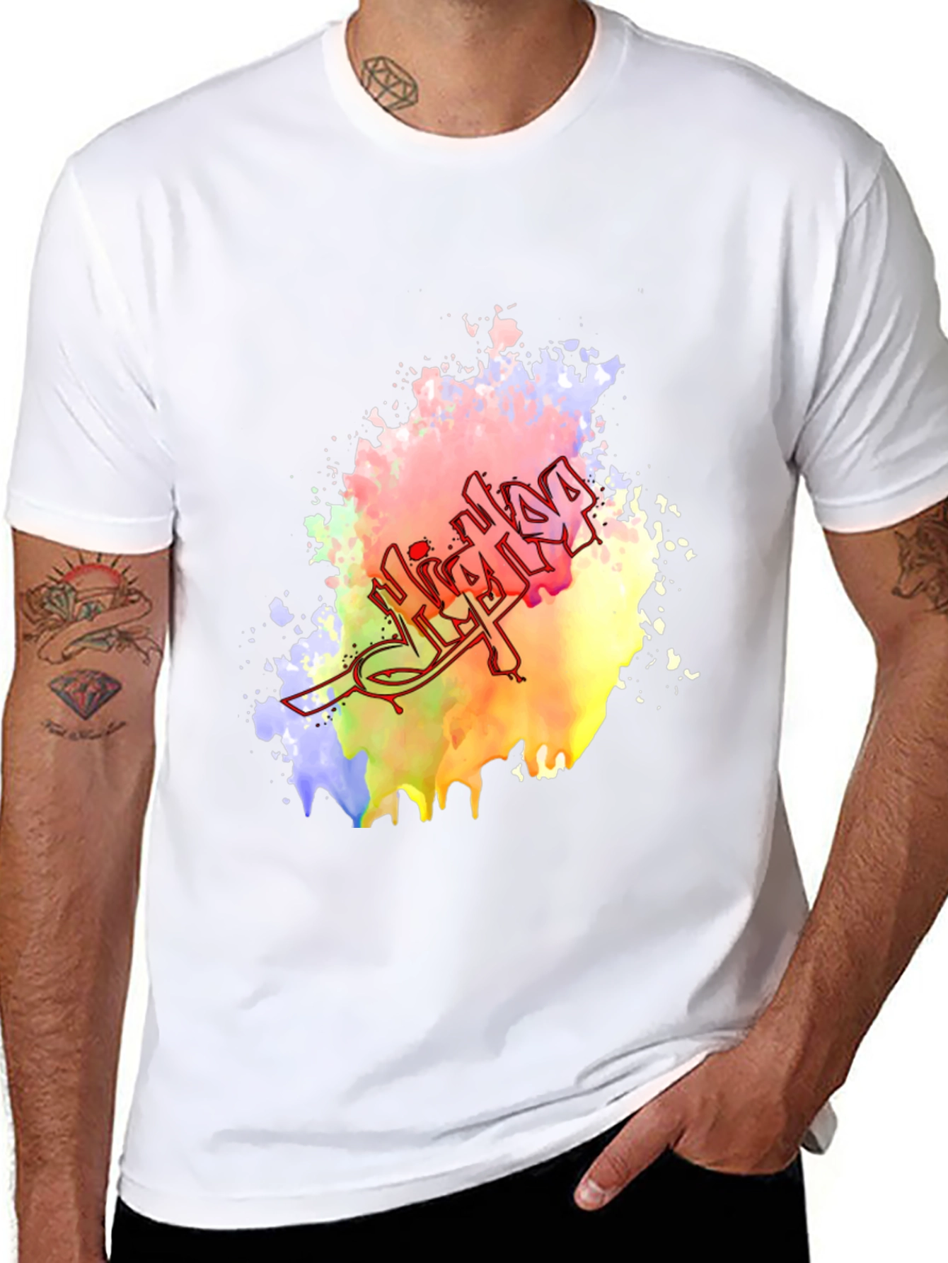 Hip Hop Graffiti Tee - Colorful Graphic Print