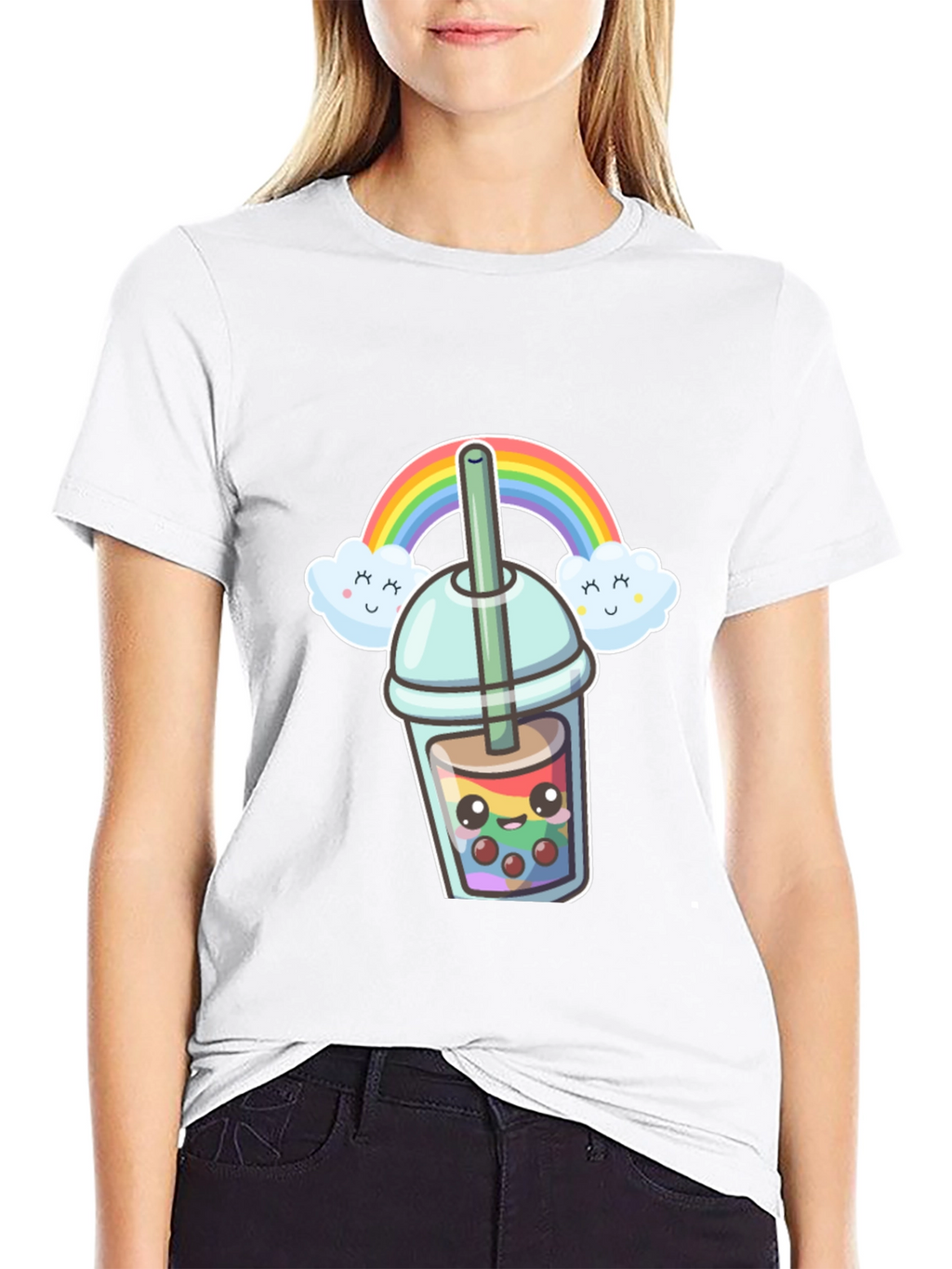Rainbow Boba Kawaii Graphic Tee