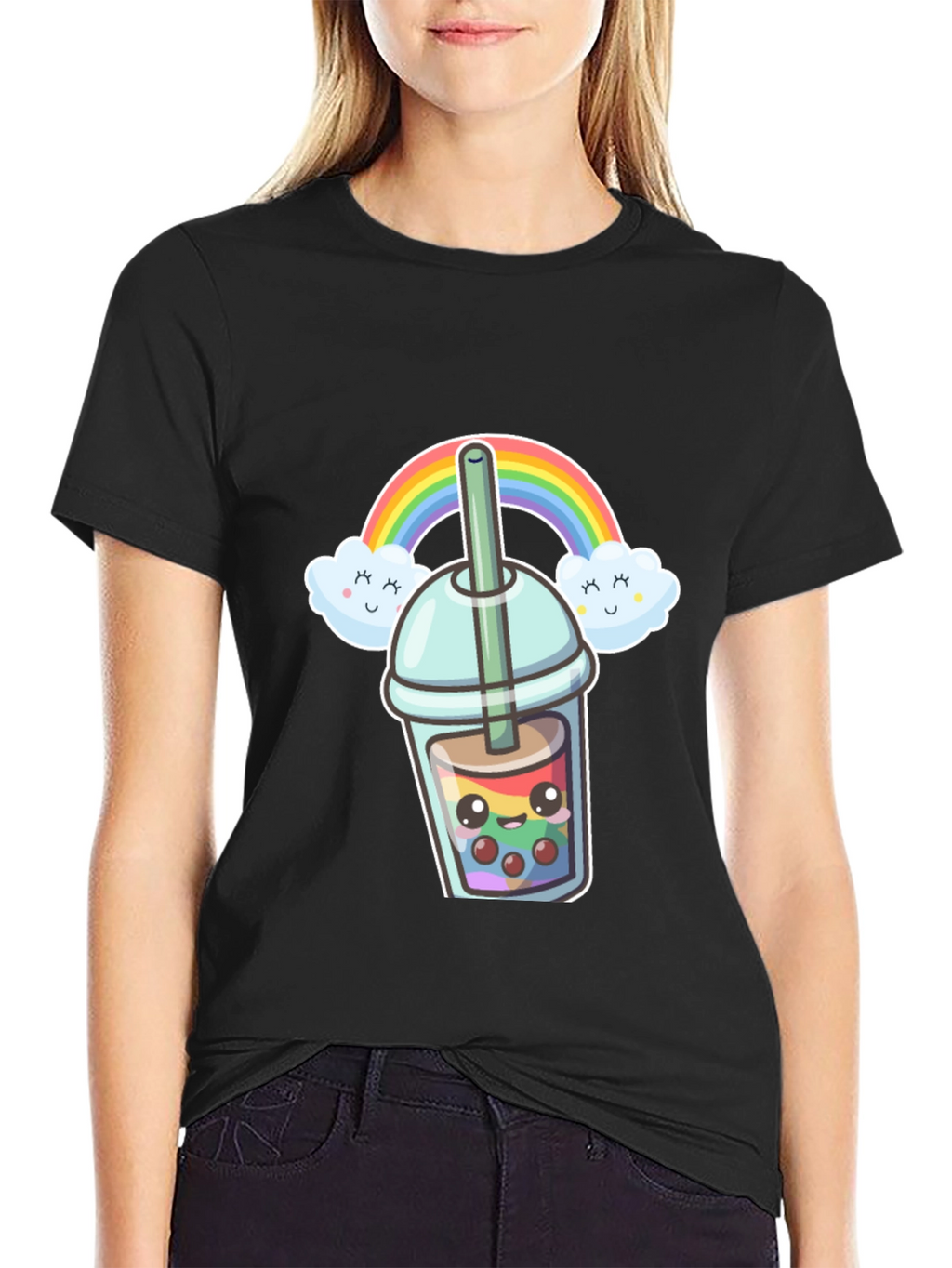 Rainbow Boba Kawaii Graphic Tee
