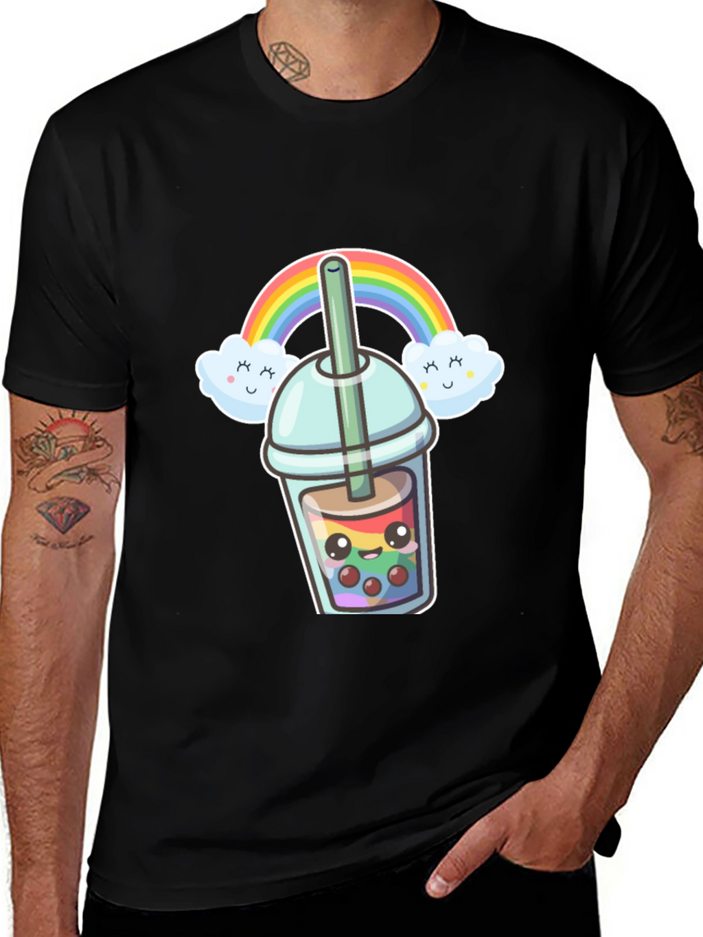 Rainbow Boba Kawaii Graphic Tee