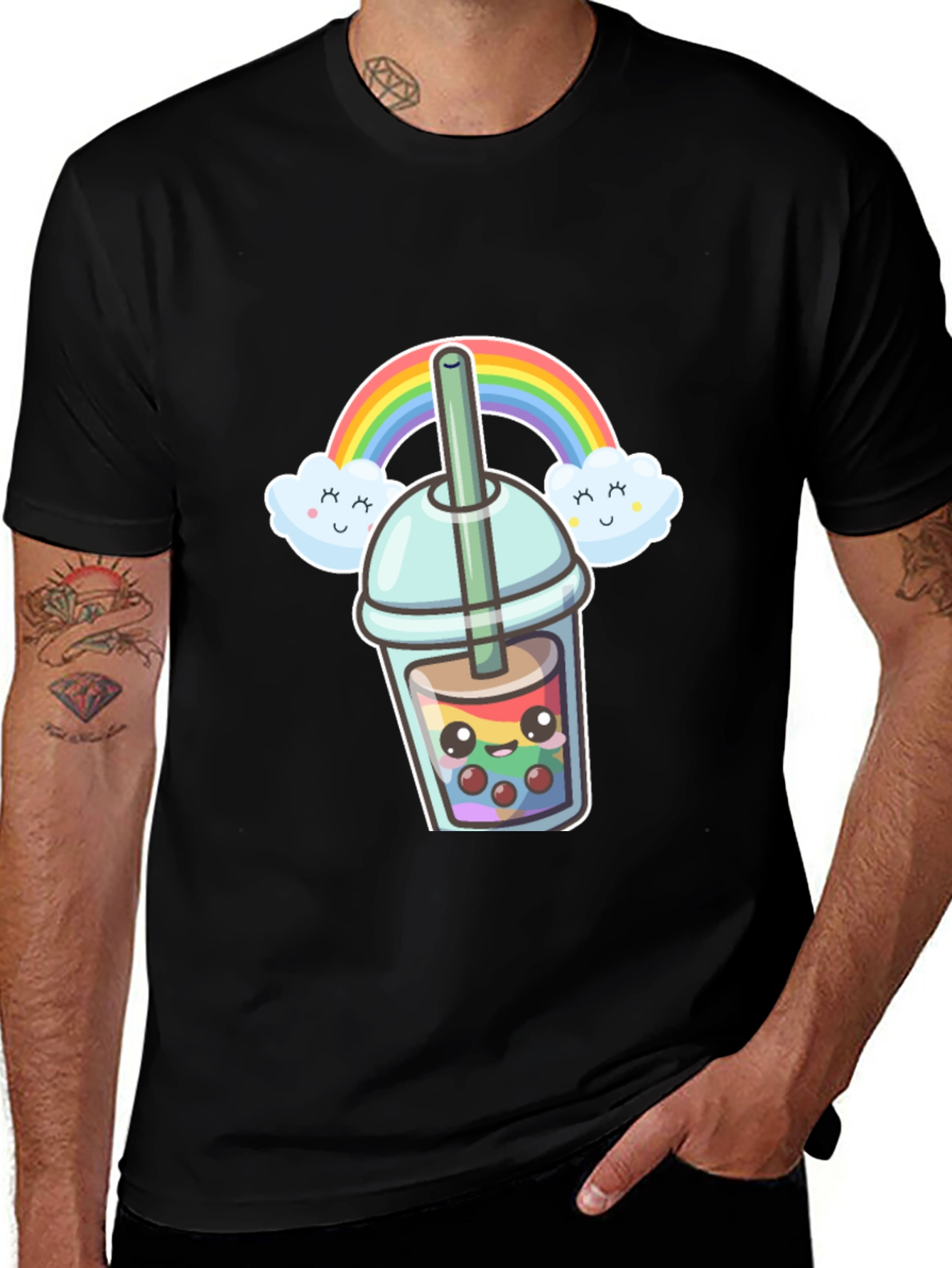 Rainbow Boba Kawaii Graphic Tee