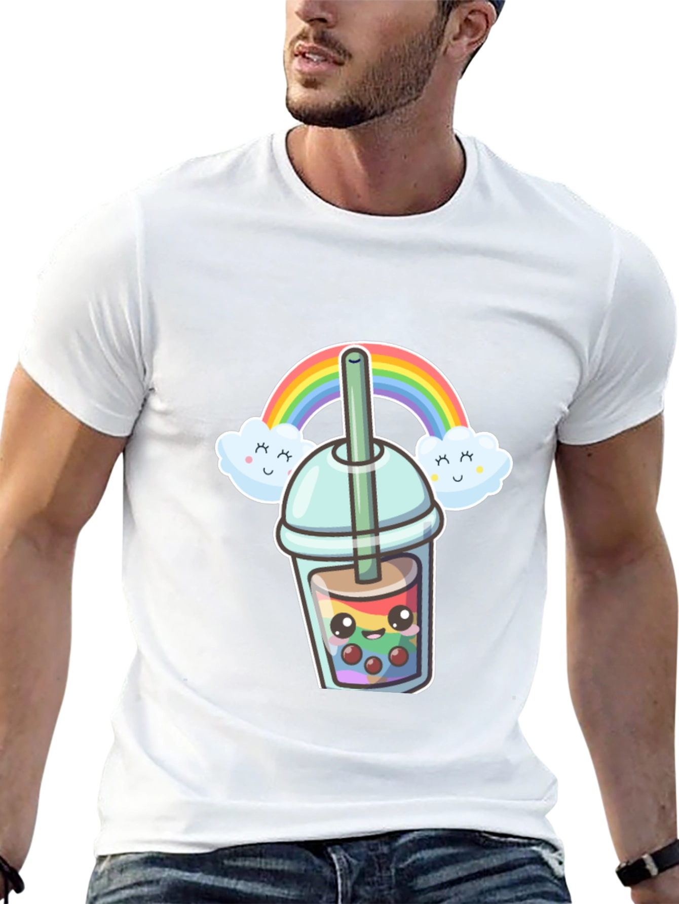 Rainbow Boba Kawaii Graphic Tee