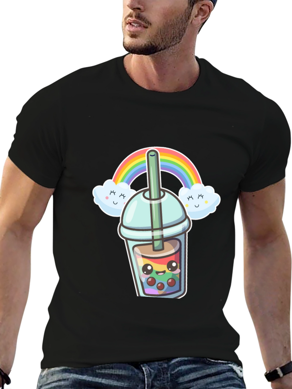 Rainbow Boba Kawaii Graphic Tee