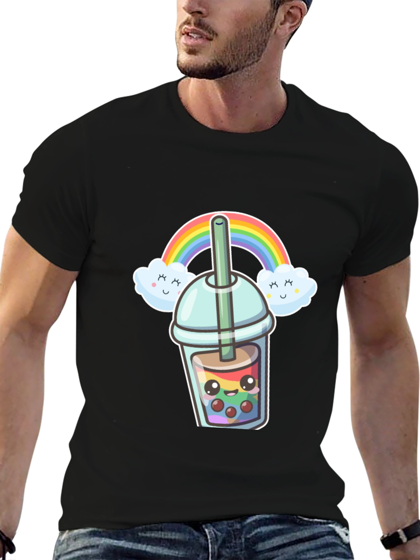 Rainbow Boba Kawaii Graphic Tee