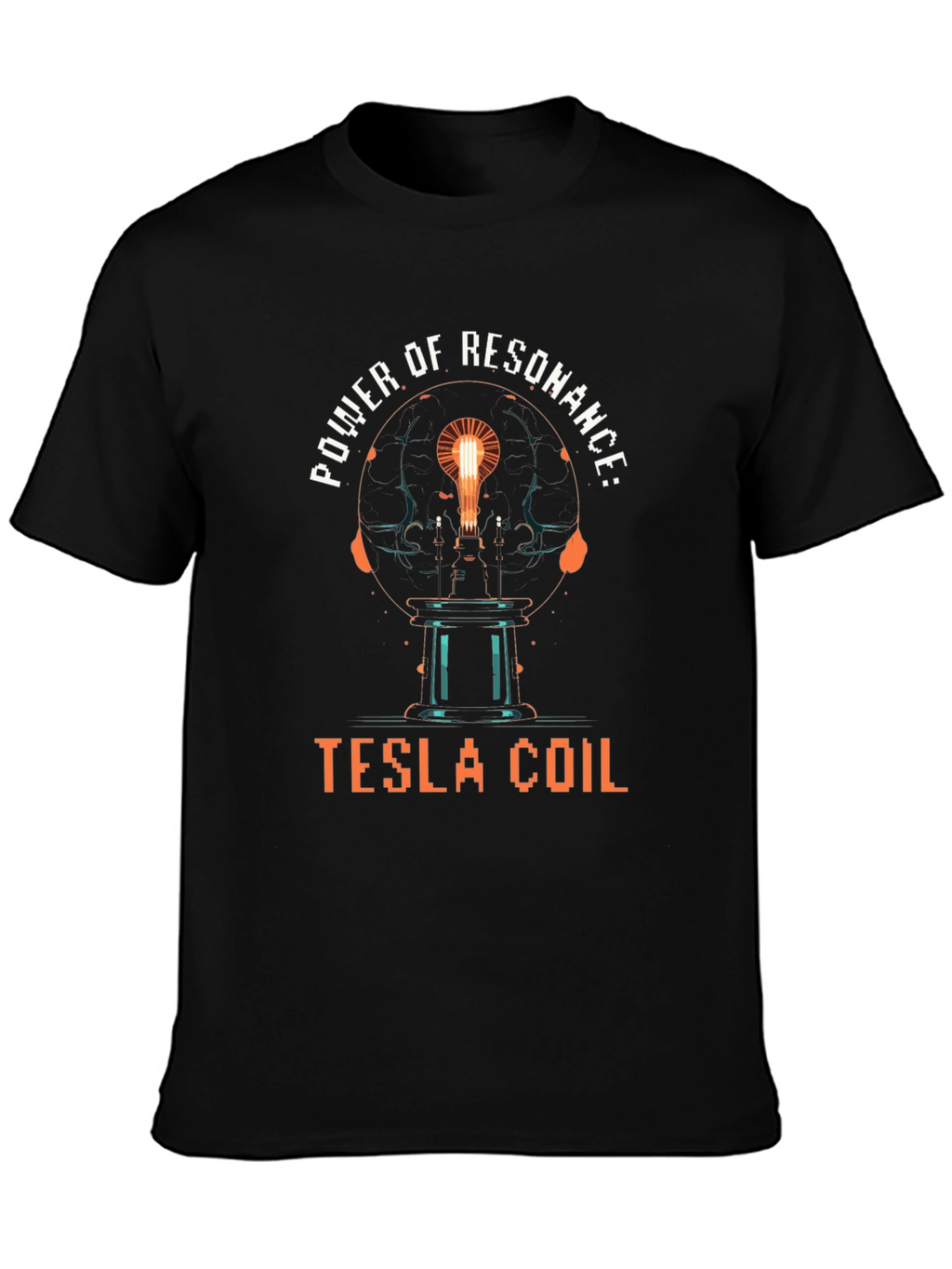 Power of Resonance: Tesla Coil Black T-Shirt