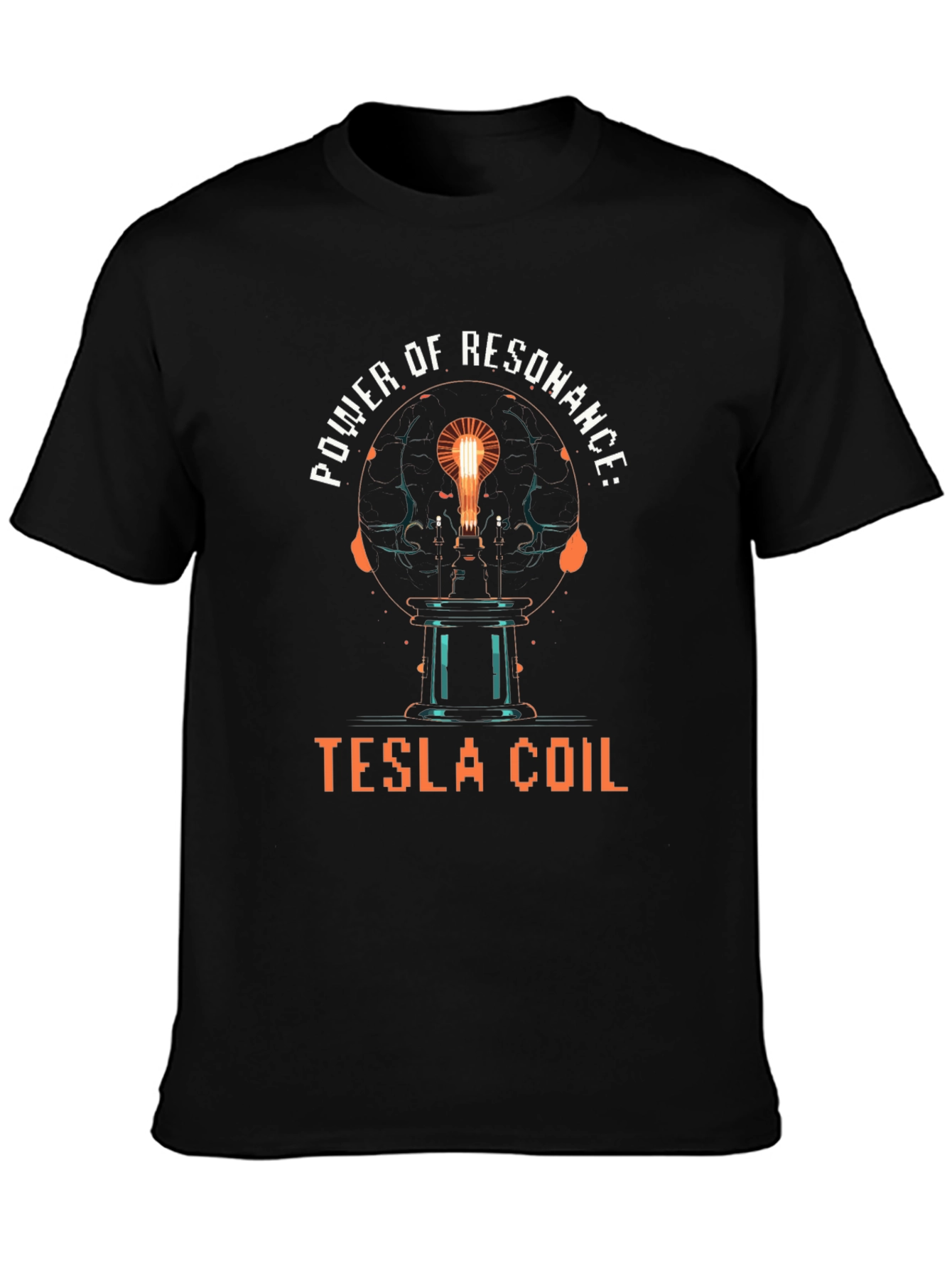 Power of Resonance: Tesla Coil Black T-Shirt