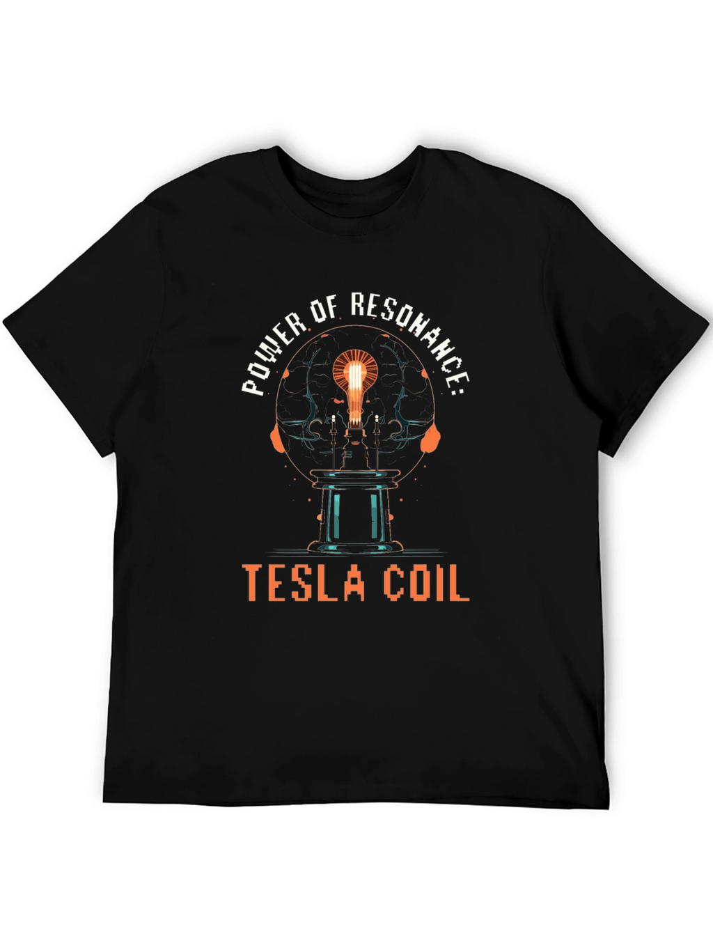 Power of Resonance: Tesla Coil Black T-Shirt