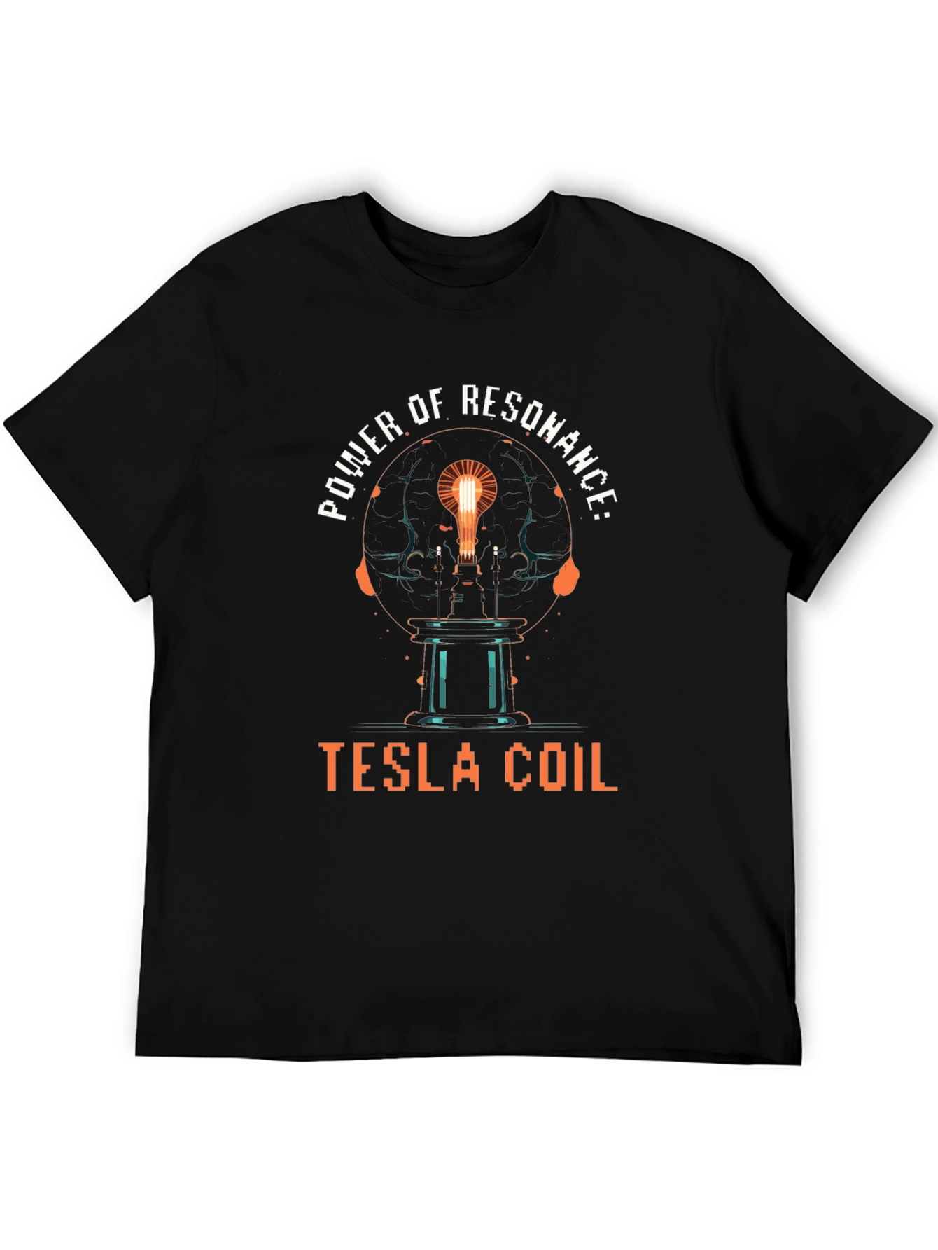 Power of Resonance: Tesla Coil Black T-Shirt