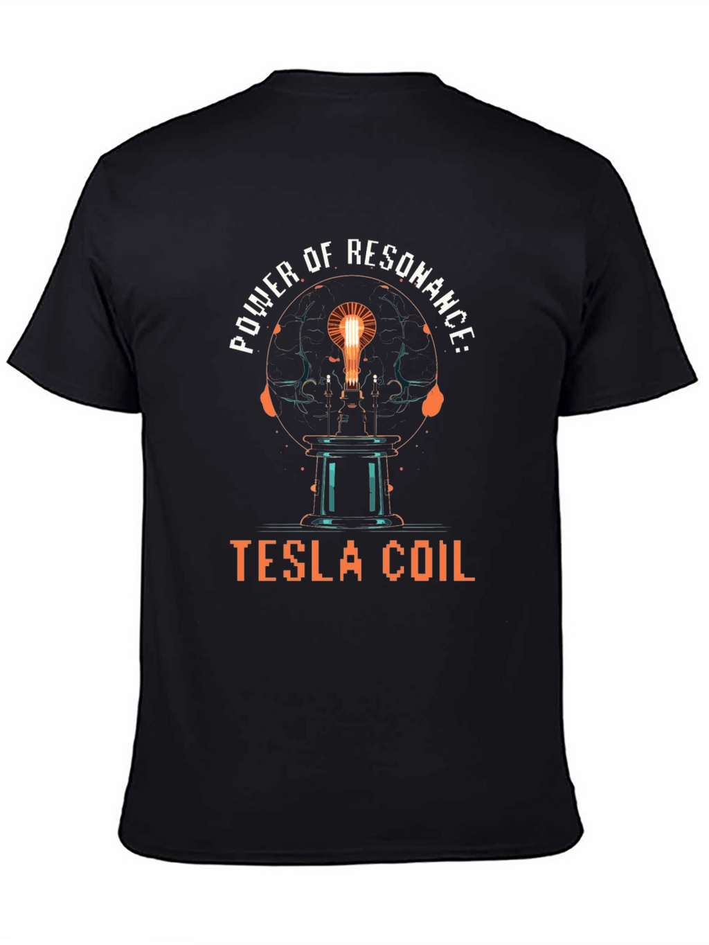 Power of Resonance: Tesla Coil Black T-Shirt